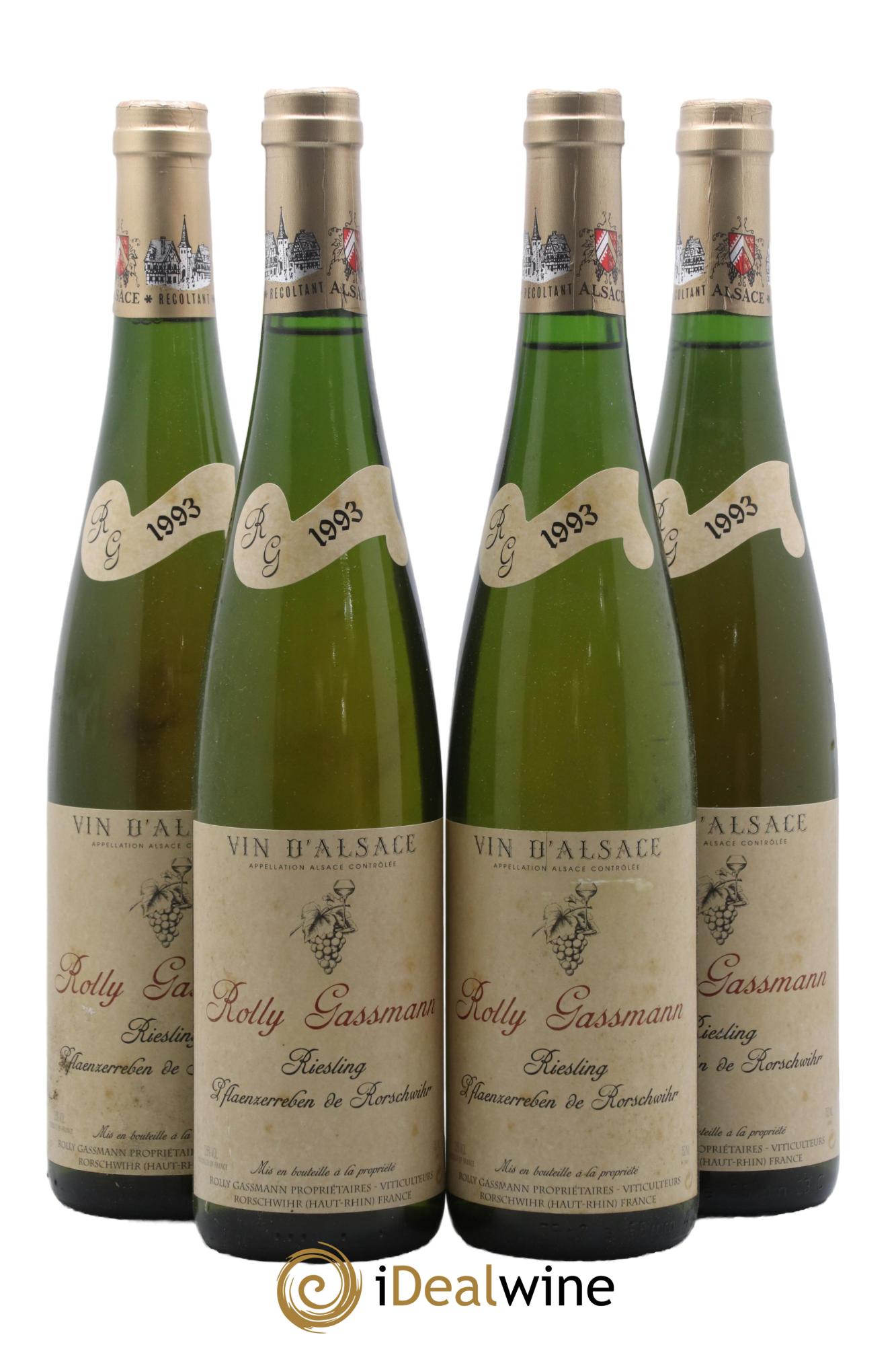 Alsace Riesling Plaenzerreben de Rorschwihr Rolly-Gassmann 1993 - Lotto di 4 bottiglie - 0