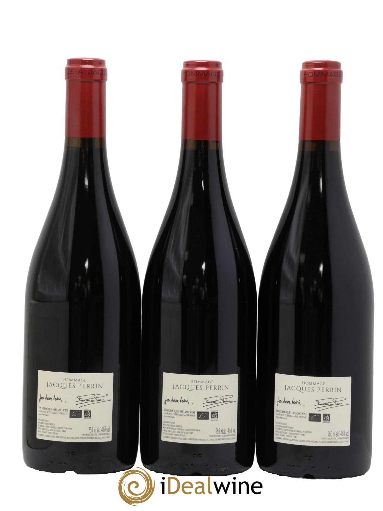 Châteauneuf-du-Pape Château de Beaucastel Hommage à Jacques Perrin Famille Perrin 2020 - Lot de 3 bouteilles - 1