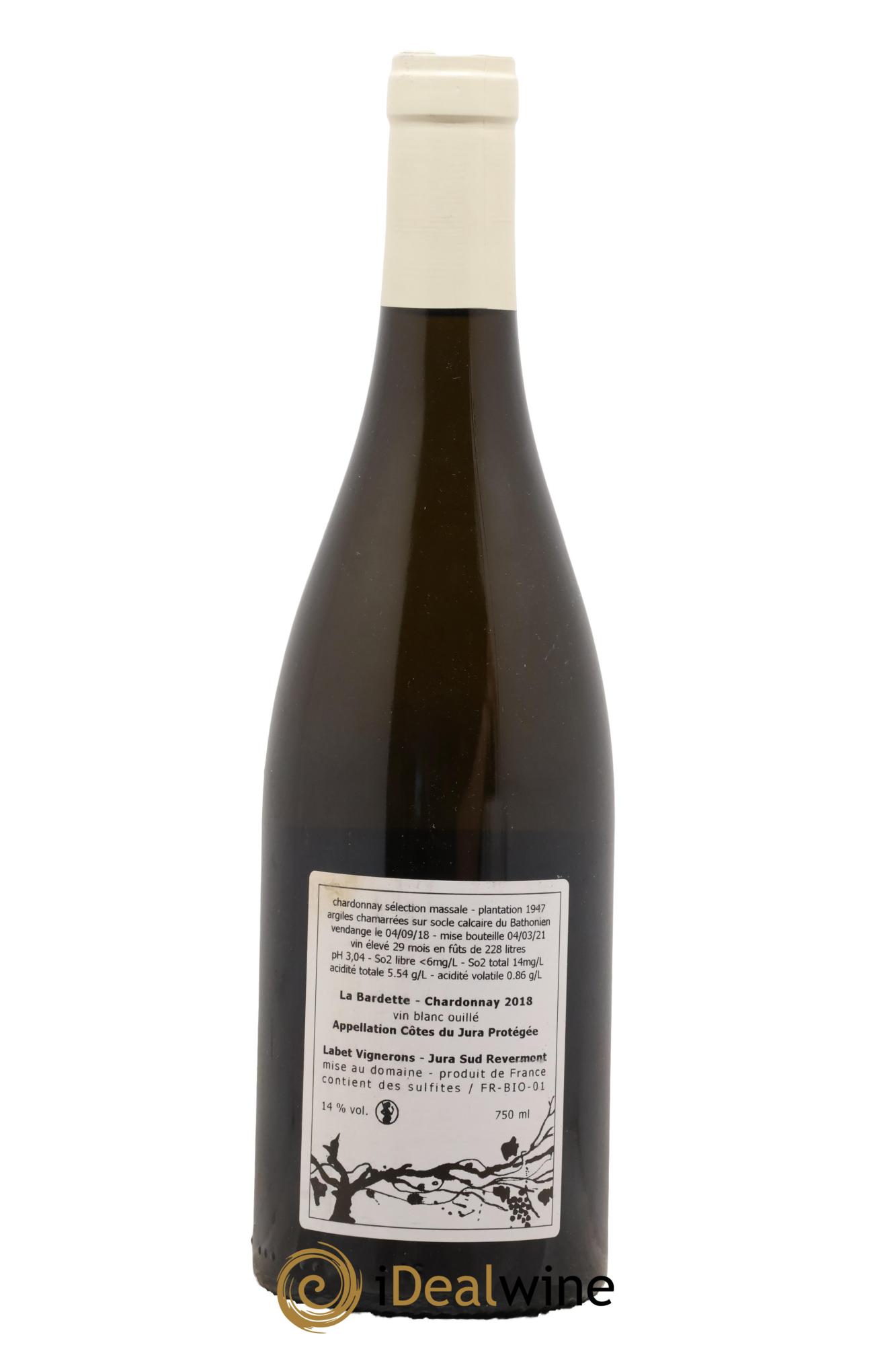 Côtes du Jura Chardonnay La Bardette Romain - Julien  - Charline Labet 2018 - Lot of 1 bottle - 1