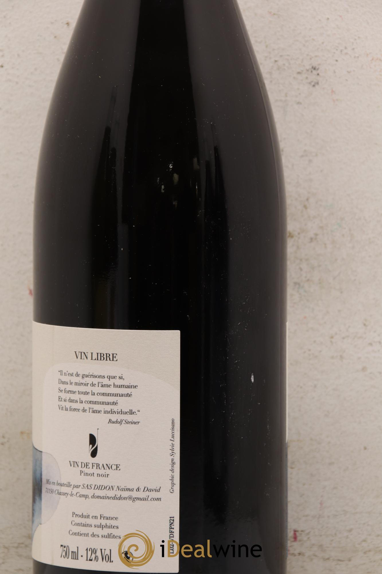 Vin de France Pinot Noir Vin Libre Domaine Didon 2021 - Lot de 1 bouteille - 2