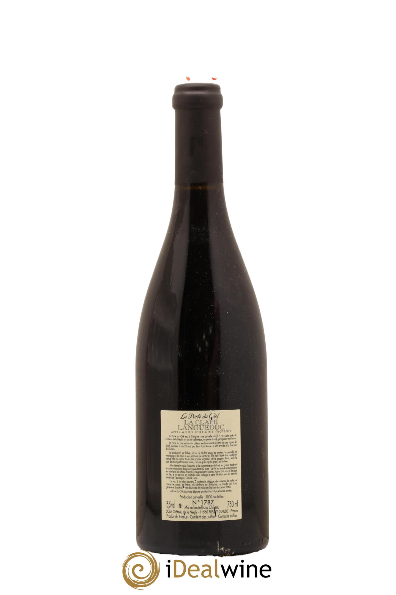 La Clape Château de La Négly La Porte du Ciel Jean Paux-Rosset 2014 - Lot de 1 bouteille - 1