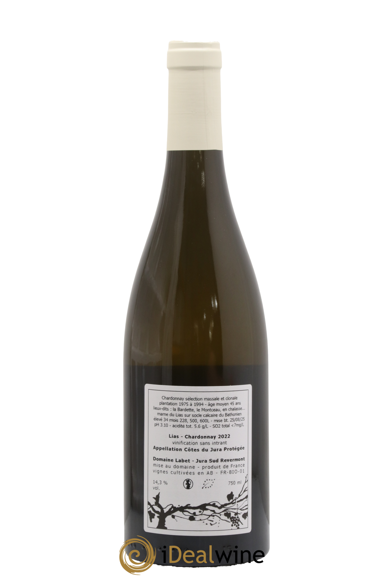 Côtes du Jura Chardonnay Lias Romain - Julien - Charline Labet 2022 - Lot de 1 bouteille - 1
