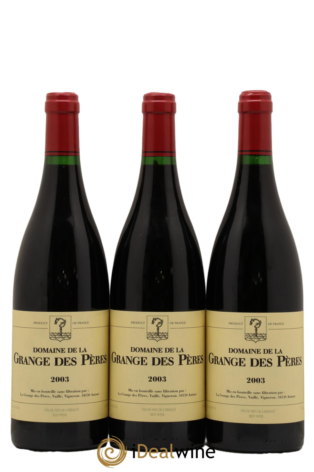 Pays d'Hérault Grange des Pères Laurent Vaillé 2003 - Lot de 3 bouteilles - 0