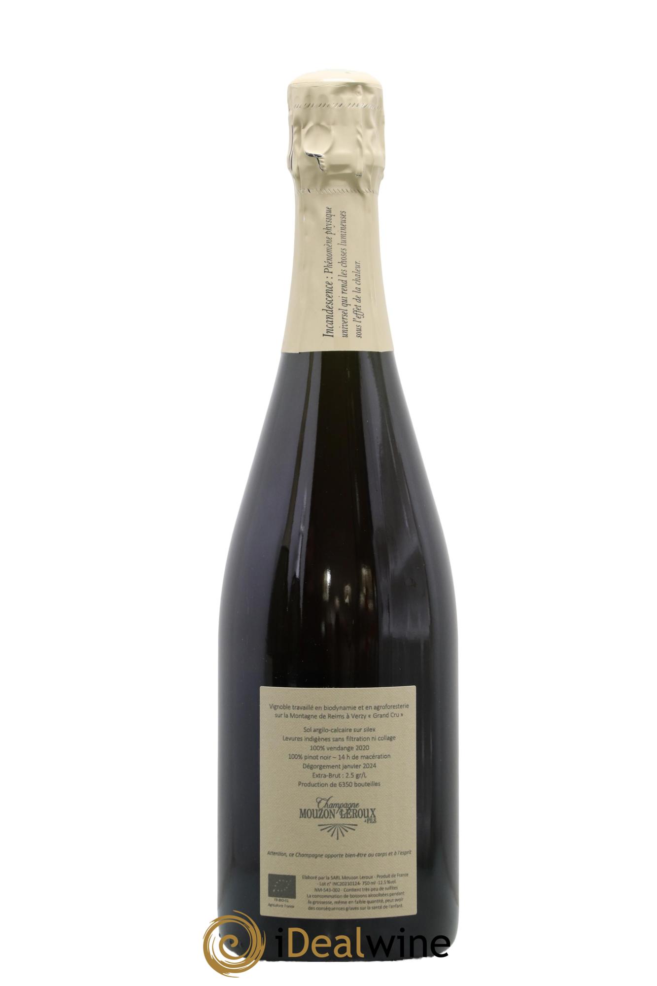 L'incandescent Verzy Grand Cru Extra-Brut Mouzon-Leroux 2020 - Lot de 1 bouteille - 1