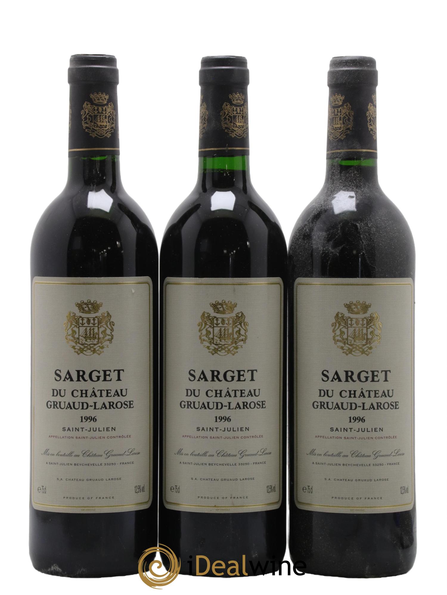 Sarget de Gruaud Larose Second Vin  1996 - Lot de 3 bouteilles - 0