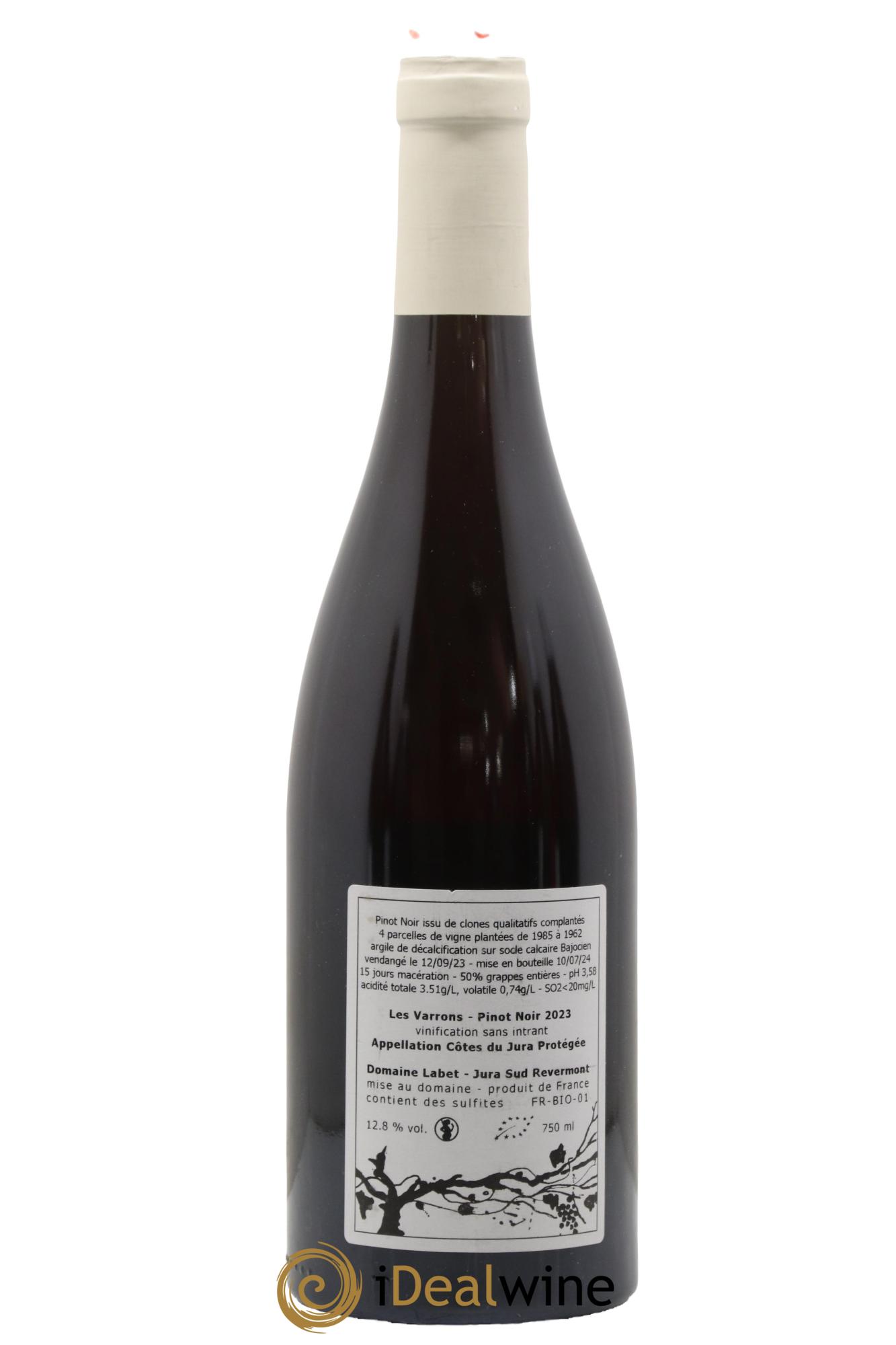 Côtes du Jura Pinot Noir Les Varrons Sélection Clonale Romain - Julien - Charline Labet 2023 - Lot de 1 bouteille - 1