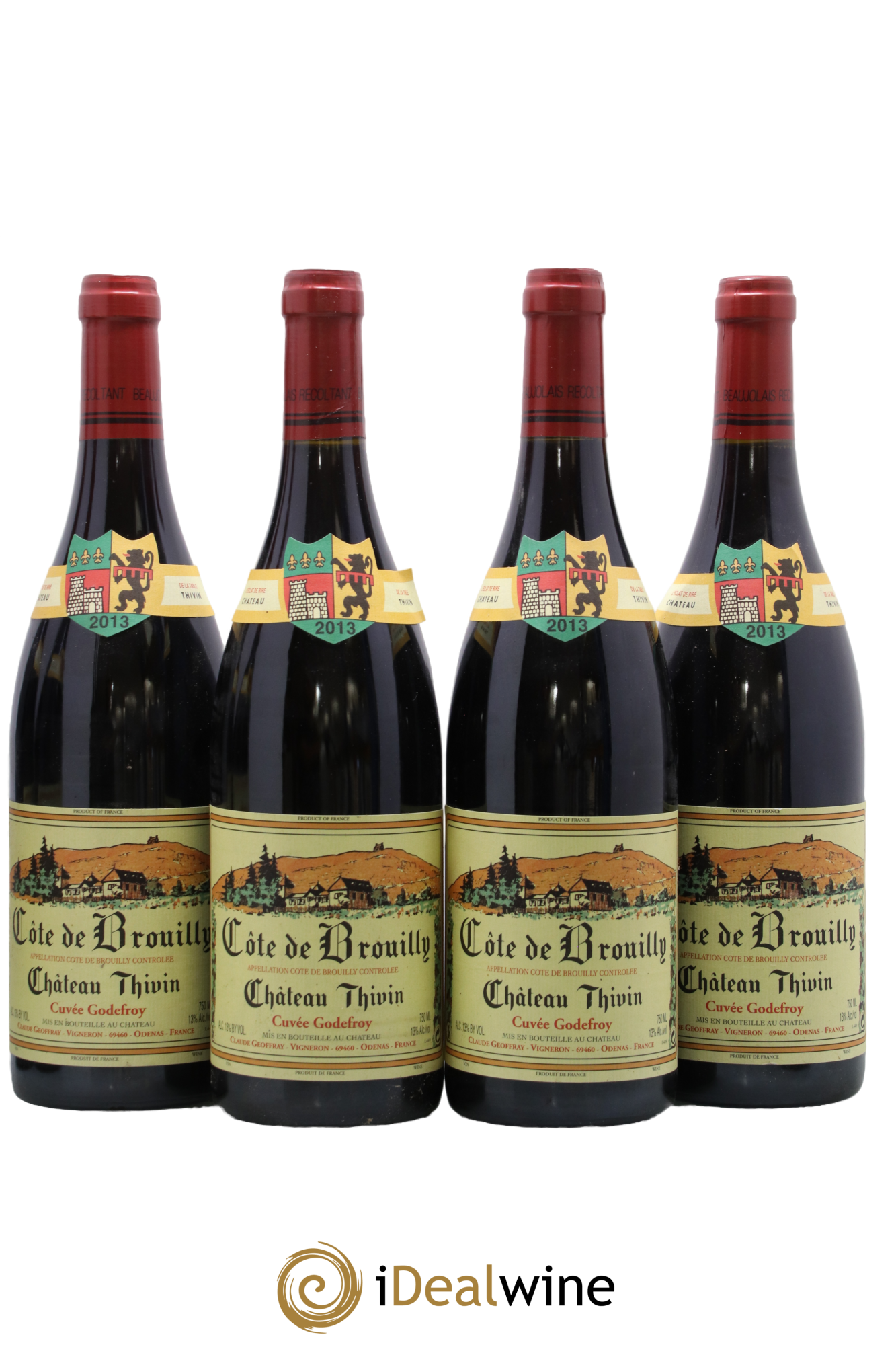 Côte de Brouilly Cuvée Godefroy Château Thivin 2013 - Lot of 4 bottles - 0