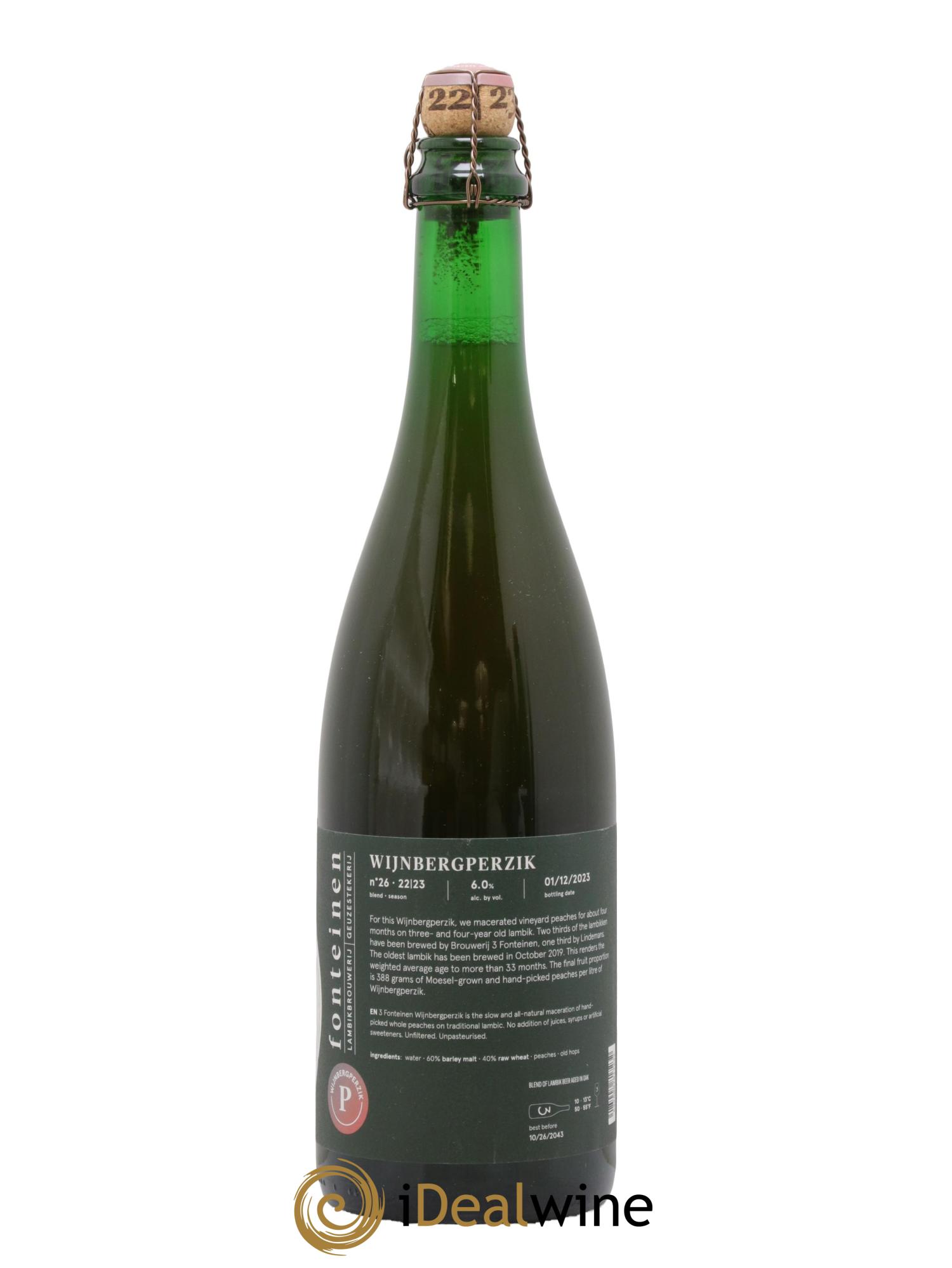 Bière 3 Fonteinen Wijnbergperzik (Pêche Wijnberg de Moselle) (season 22|23) Blend n° 26 - Lot de 1 bouteille - 1