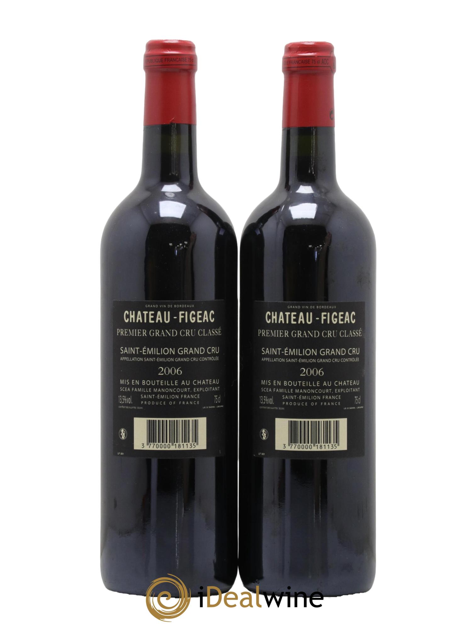 Château Figeac 1er Grand Cru Classé A 2006 - Lotto di 2 bottiglie - 1