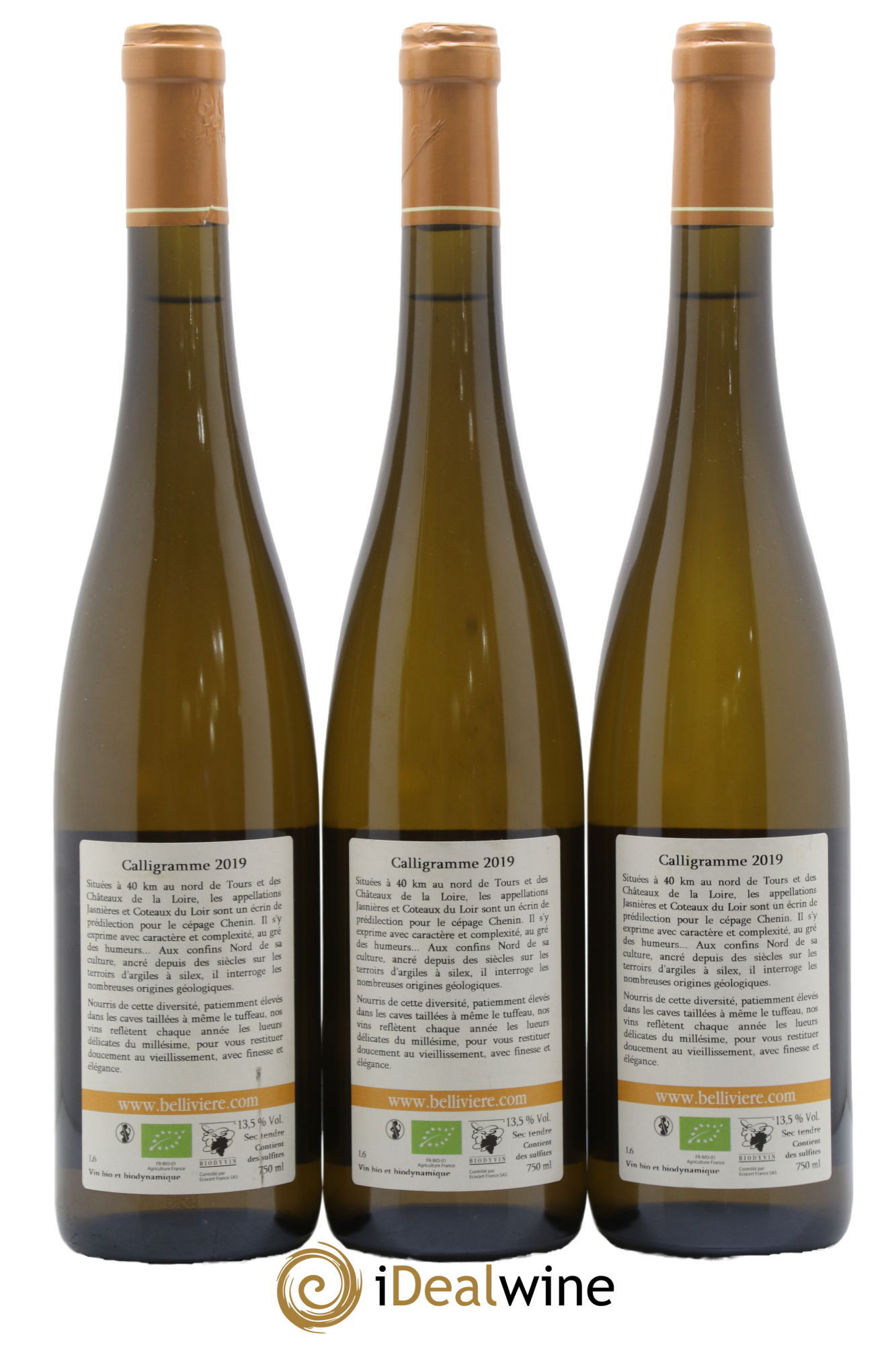 Jasnières Calligramme Domaine de Bellivière 2019 - Lot de 3 bouteilles - 1
