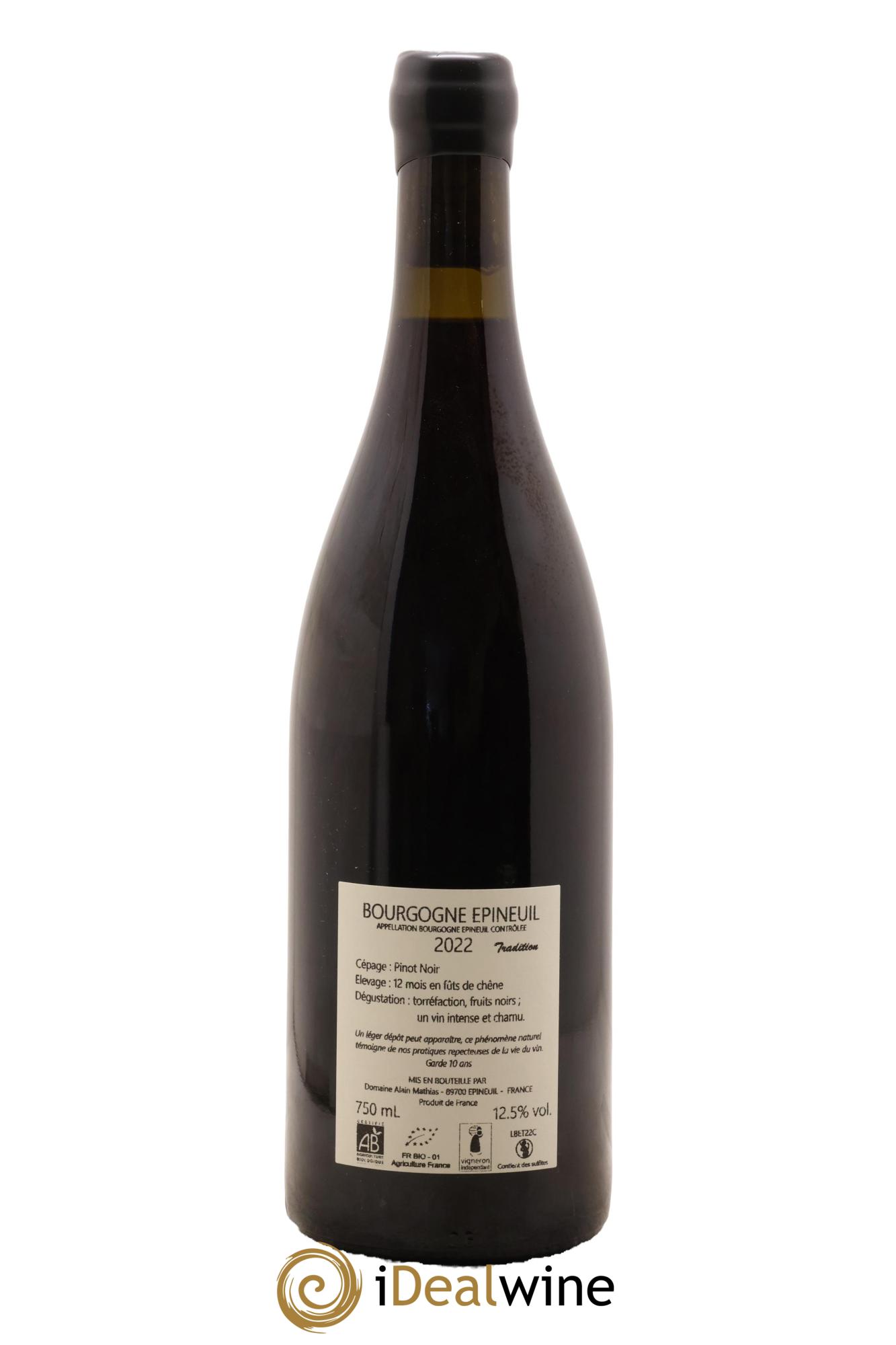 Bourgogne Epineuil Tradition Domaine Alain Mathias 2022 - Lot de 1 bouteille - 1