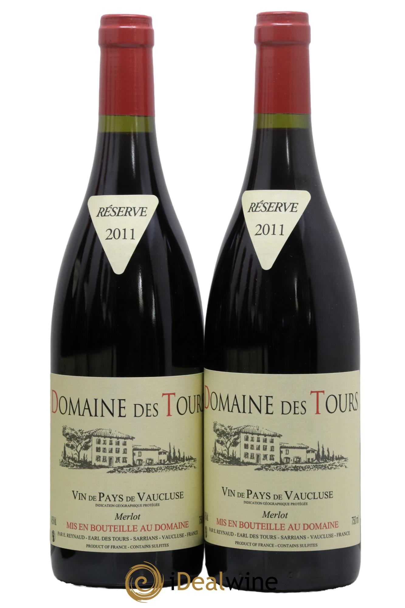 Vaucluse Domaine des Tours Merlot Emmanuel Reynaud 2011 - Lot de 2 bouteilles - 0