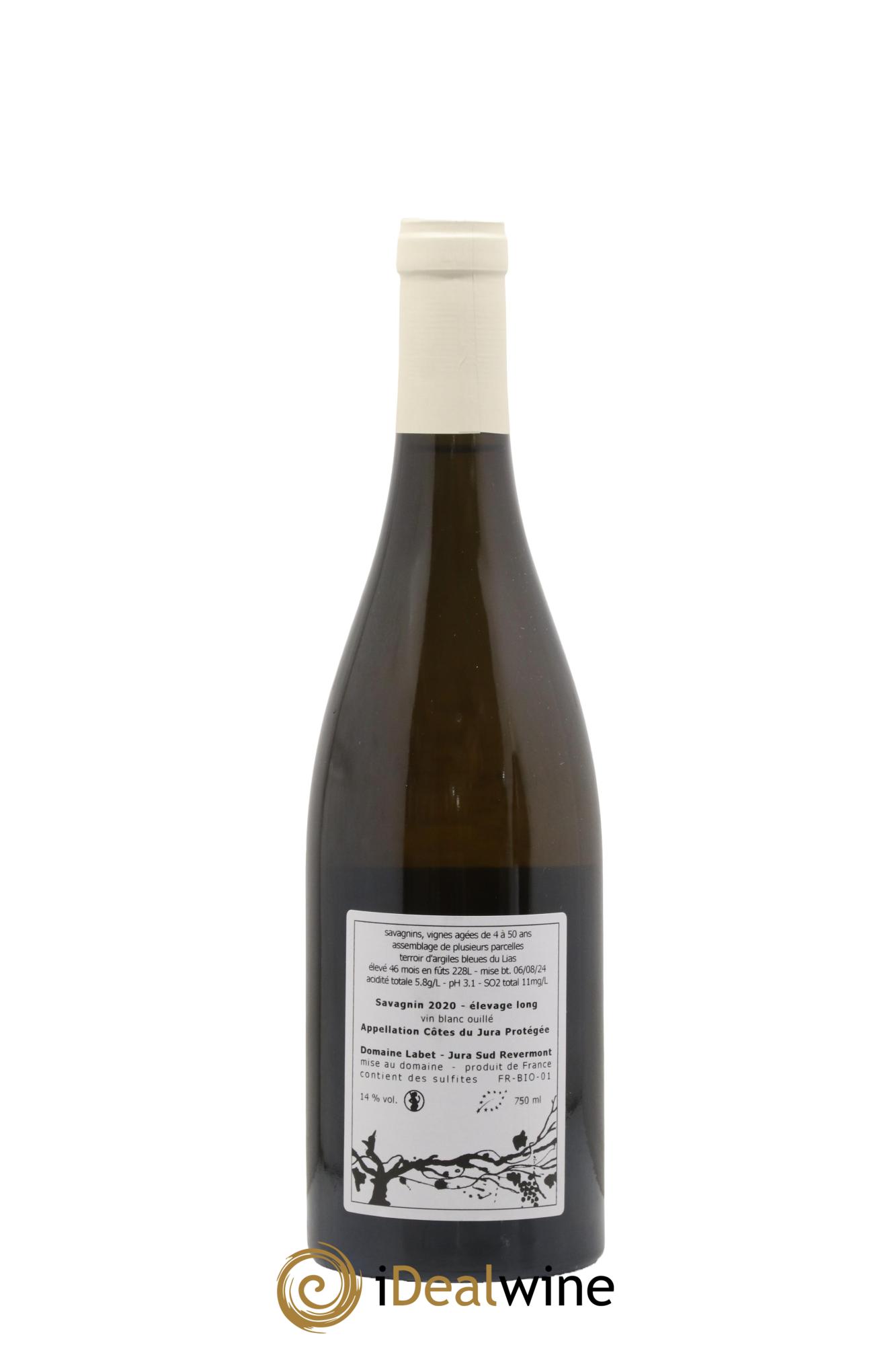 Côtes du Jura Savagnin en Chalasse Elevage Long Romain - Julien  - Charline Labet 2020 - Lot de 1 bouteille - 1