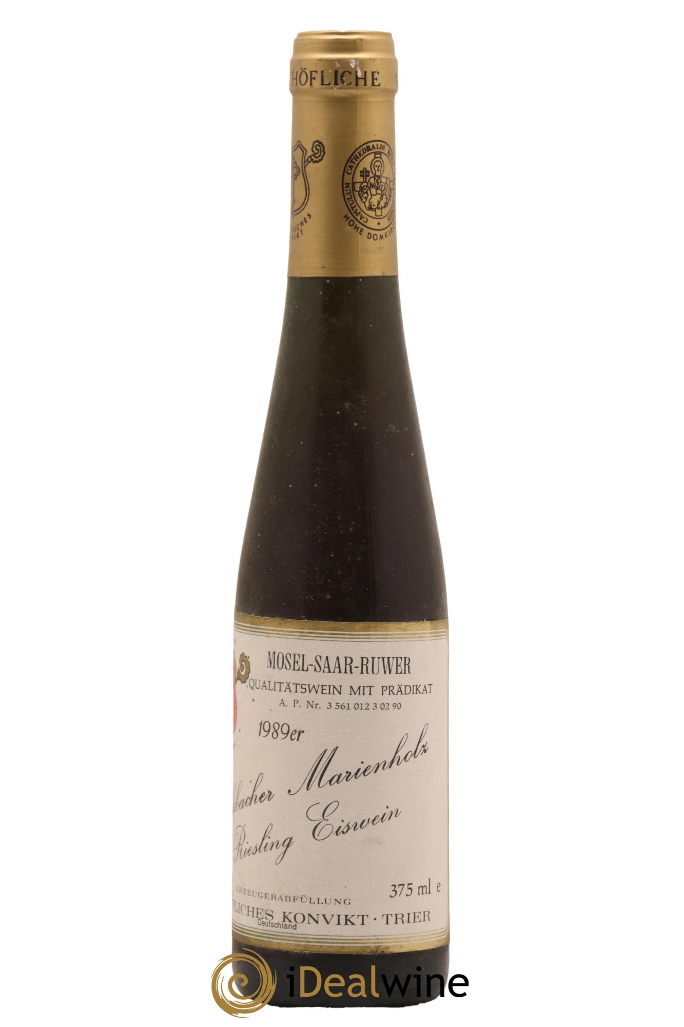 Riesling-Eiswein Bischofliches Konvikt Trier Eitelsbacher Marienholz 1989 - Posten von 1 Demi-Flasche - 1