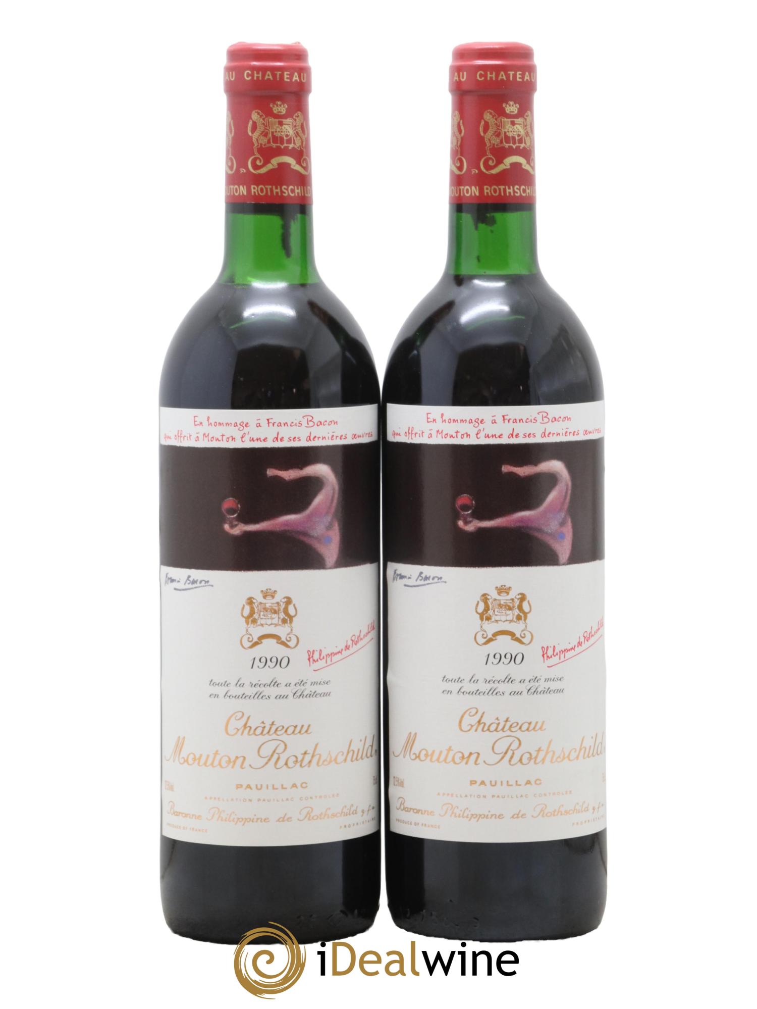 Château Mouton Rothschild 1er Grand Cru Classé 1990 - Lot de 2 bouteilles - 0