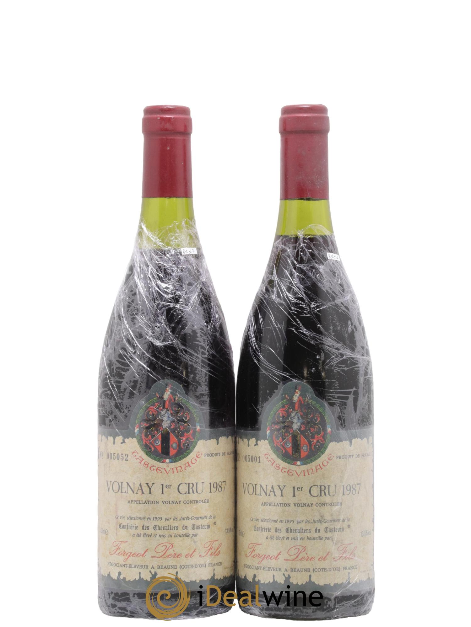Volnay 1er Cru Forgeot Père et Fils Tasteviné 1987 - Lot de 2 bouteilles - 0