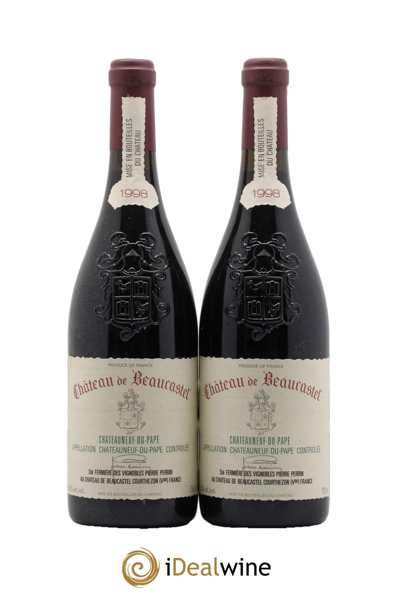 Châteauneuf-du-Pape Château de Beaucastel Famille Perrin 1998 - Lot de 2 bouteilles - 0