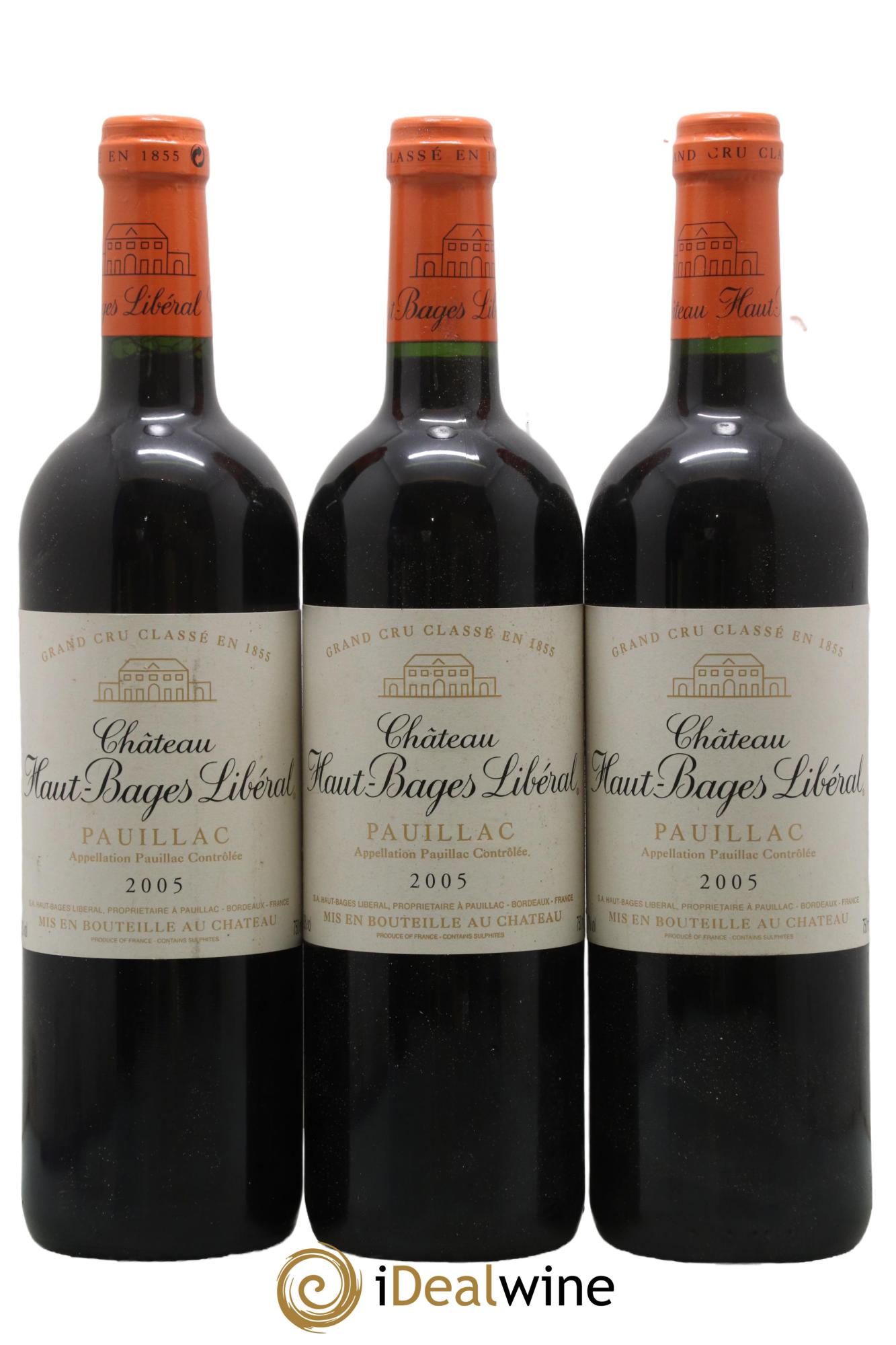 Château Haut Bages Libéral 5ème Grand Cru Classé 2005 - Lot of 3 bottles - 0