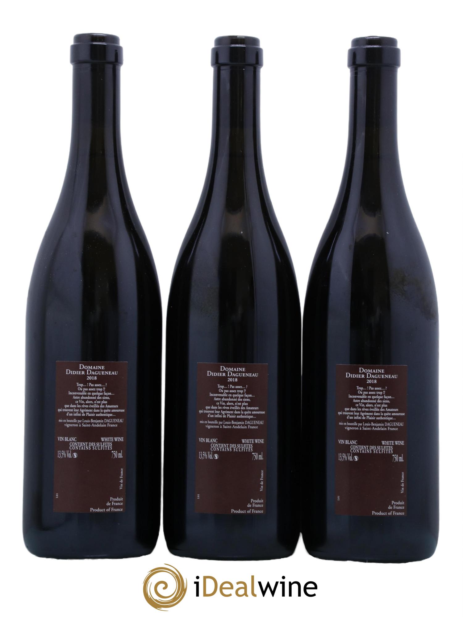 Vin de France (anciennement Pouilly-Fumé) Pur Sang Dagueneau (Domaine Didier - Louis-Benjamin) 2018 - Lot de 3 bouteilles - 1