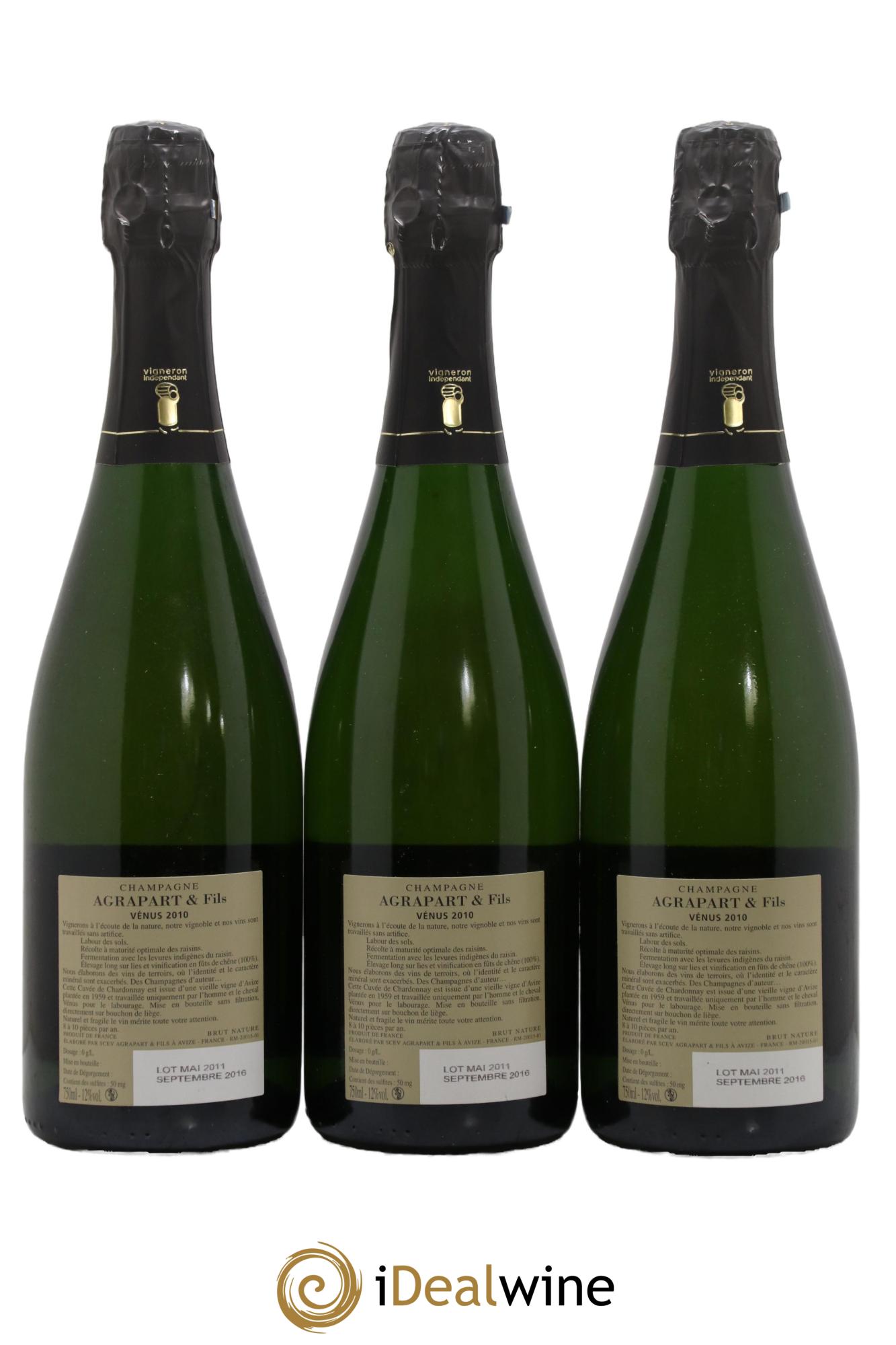 Vénus Blanc de Blancs Brut Nature Pascal Agrapart 2010 - Lot de 3 bouteilles - 1
