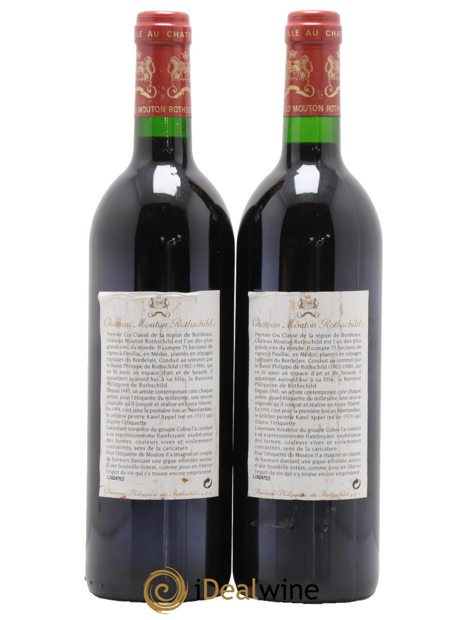 Château Mouton Rothschild 1er Grand Cru Classé 1994 - Lot de 2 bouteilles - 1