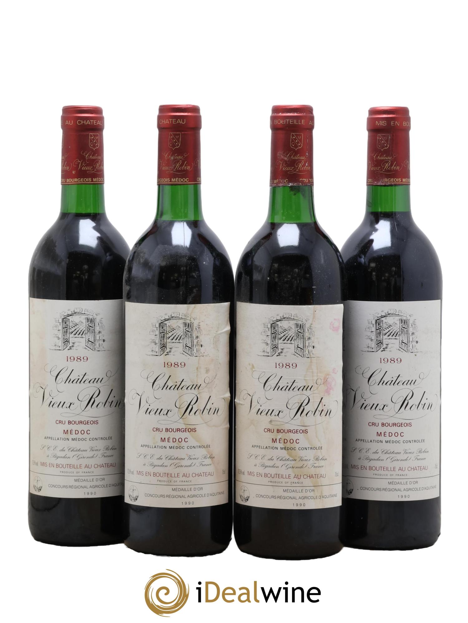 Château Vieux Robin Cru Bourgeois 1989 - Lot of 4 bottles - 0