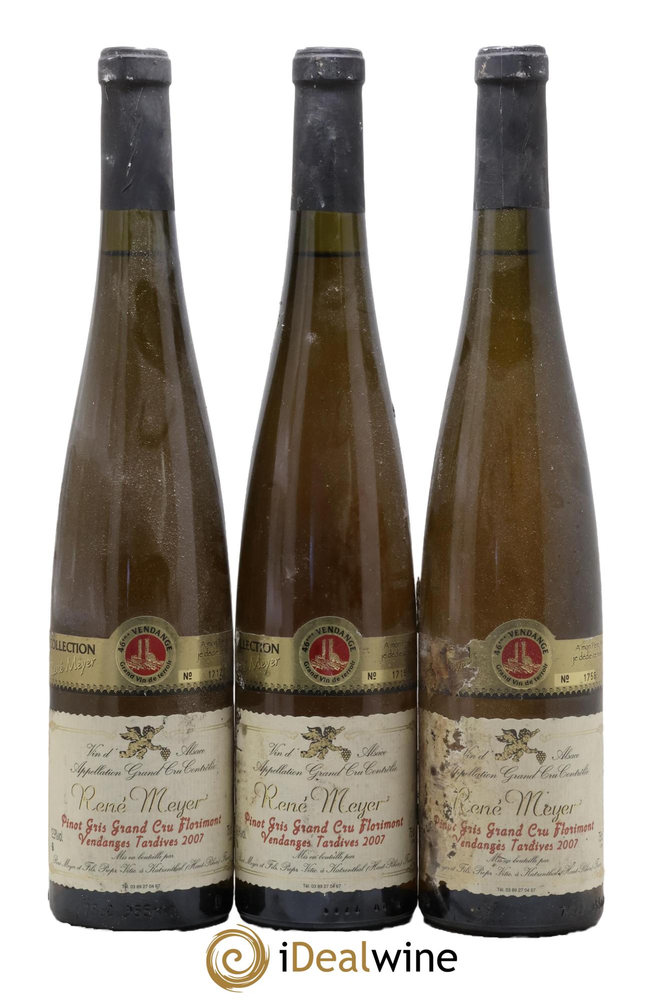 Alsace Pinot Gris Grand Cru Florimont Vendanges Tardives René Meyer 2007 - Lot of 3 bottles - 0