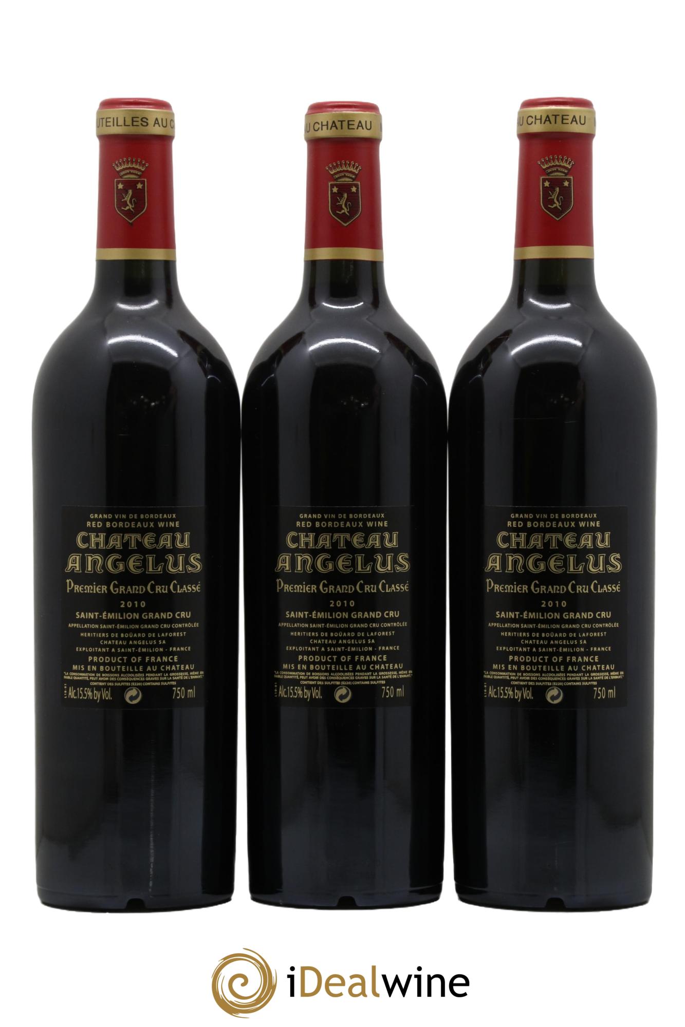 Château Angélus 1er Grand Cru Classé A 2010 - Lotto di 3 bottiglie - 1