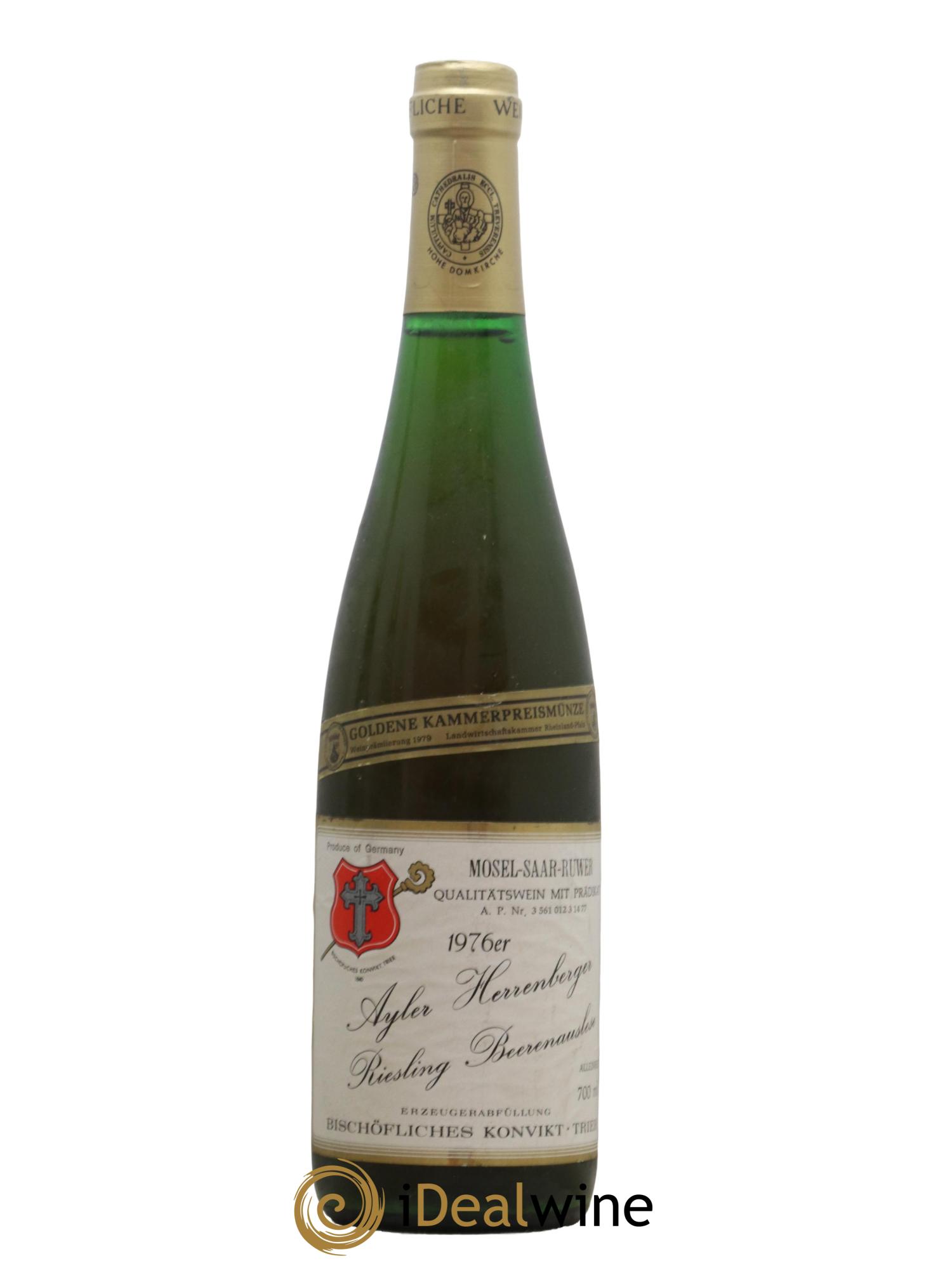 Allemagne Mosel-Saar Riesling Beerenauslese Ayler Herrenberg Bischofliches Konvikt Trier 1976 - Lot de 1 bouteille - 0