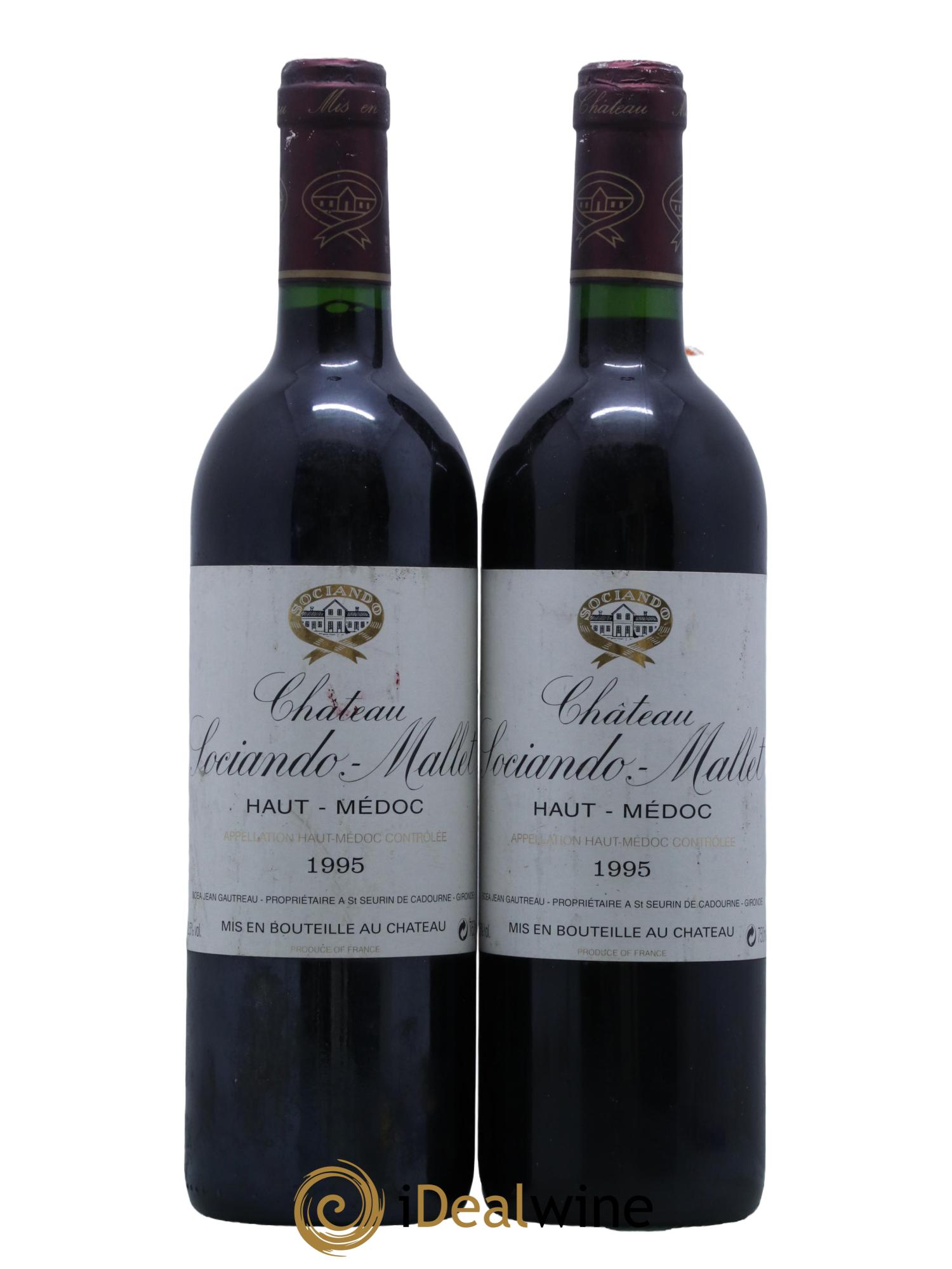 Château Sociando Mallet 1995 - Lot de 2 bouteilles - 0