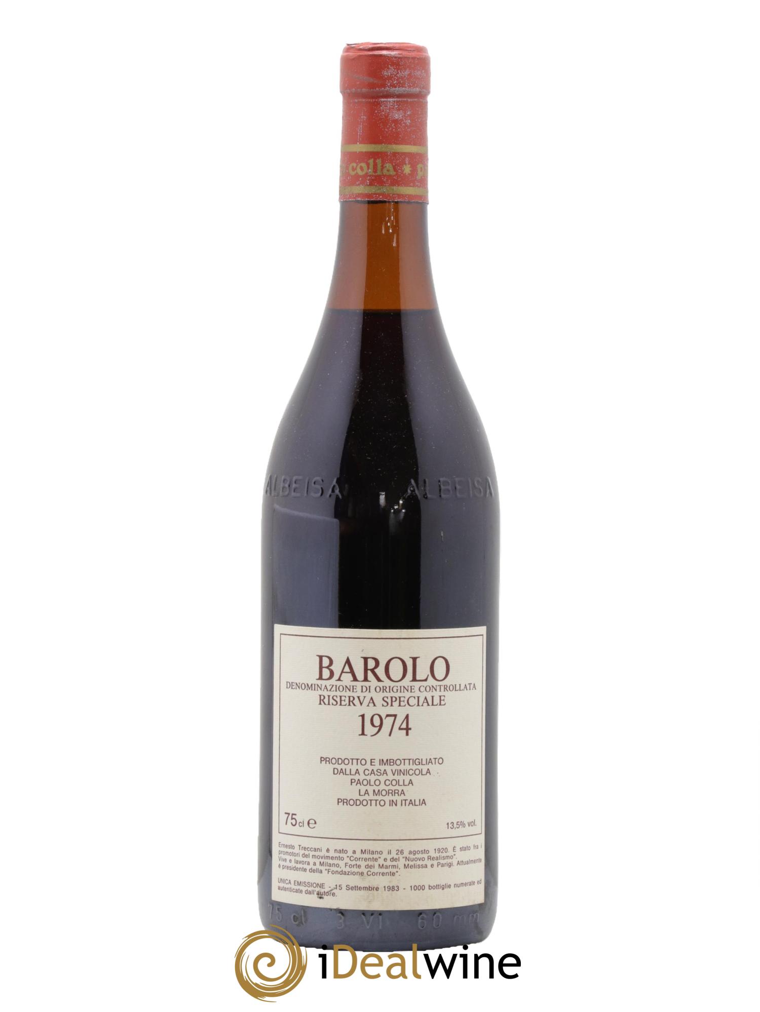 Barolo Riserva Speciale Paolo Colla La Morra 1974 - Lot de 1 bouteille - 1