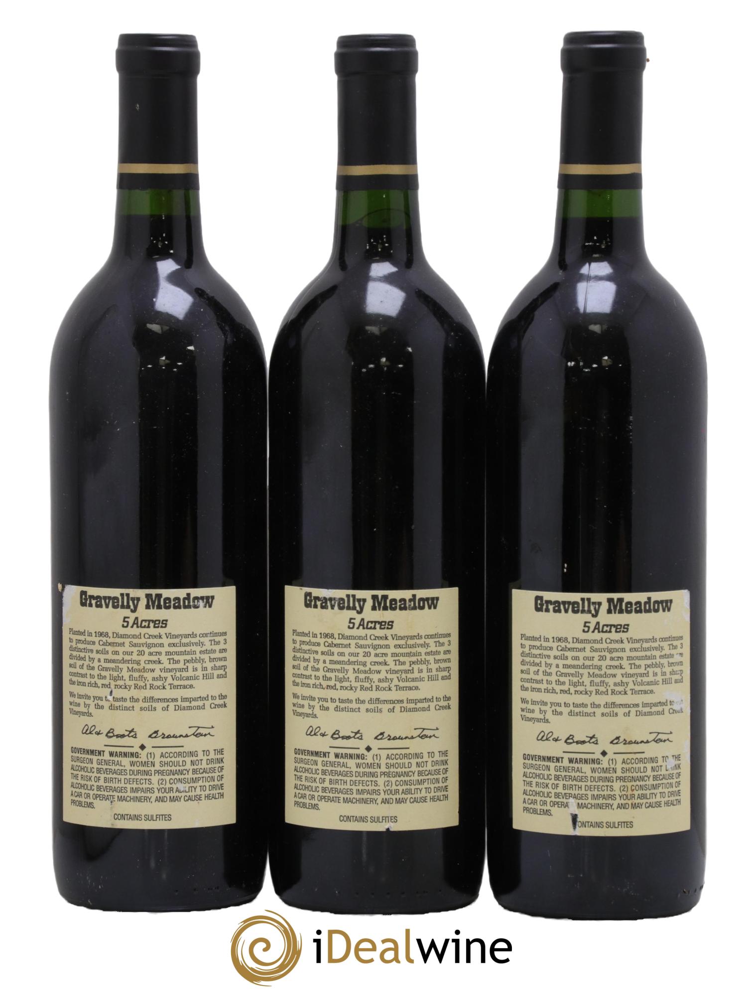 Napa Valley Diamond Creek Vineyards Gravelly Meadow 2001 - Lot de 3 bouteilles - 1