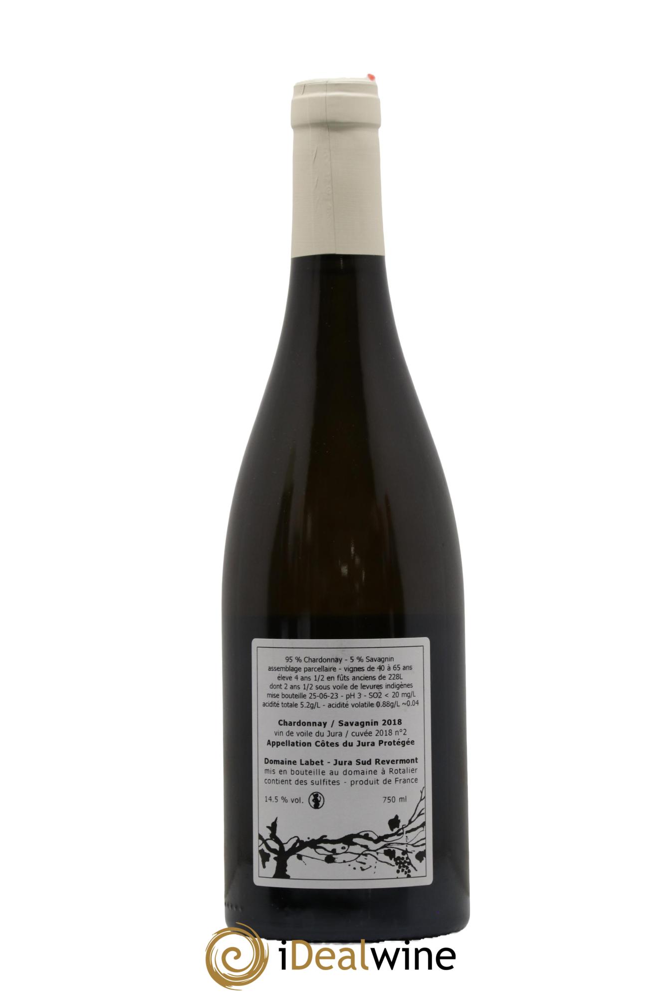 Côtes du Jura Vin de Voile Chardonnay-Savagnin cuvée de garde Romain - Julien - Charline Labet 2018 - Lot de 1 bouteille - 1