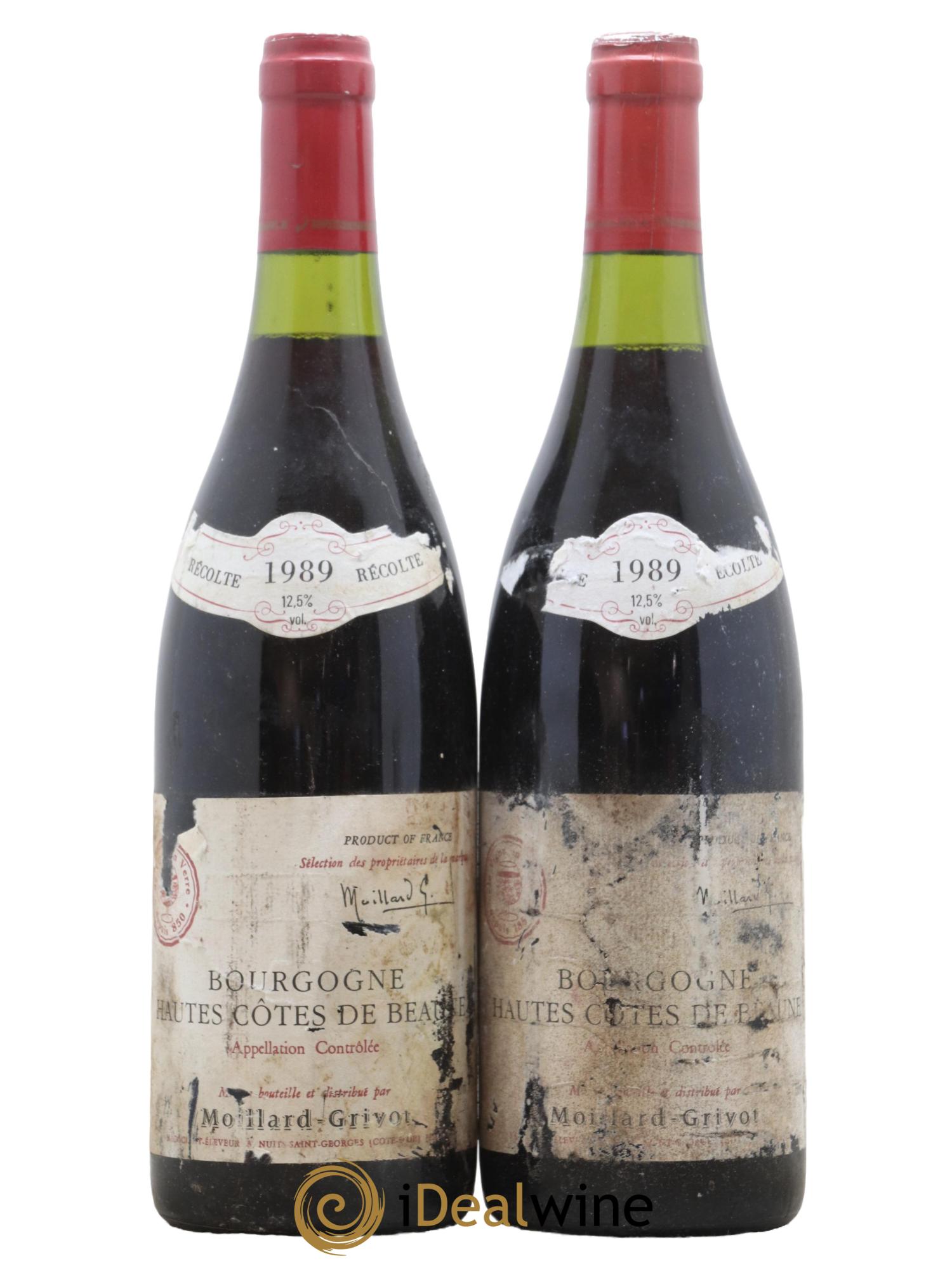 Hautes-Côtes de Beaune Domaine Moillard Grivot 1989 - Lotto di 2 bottiglie - 0
