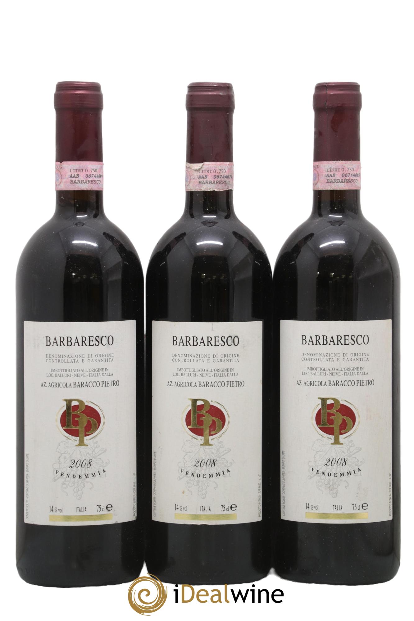 Barbaresco DOCG Baracco Pietro 2008 - Lot de 3 bouteilles - 0