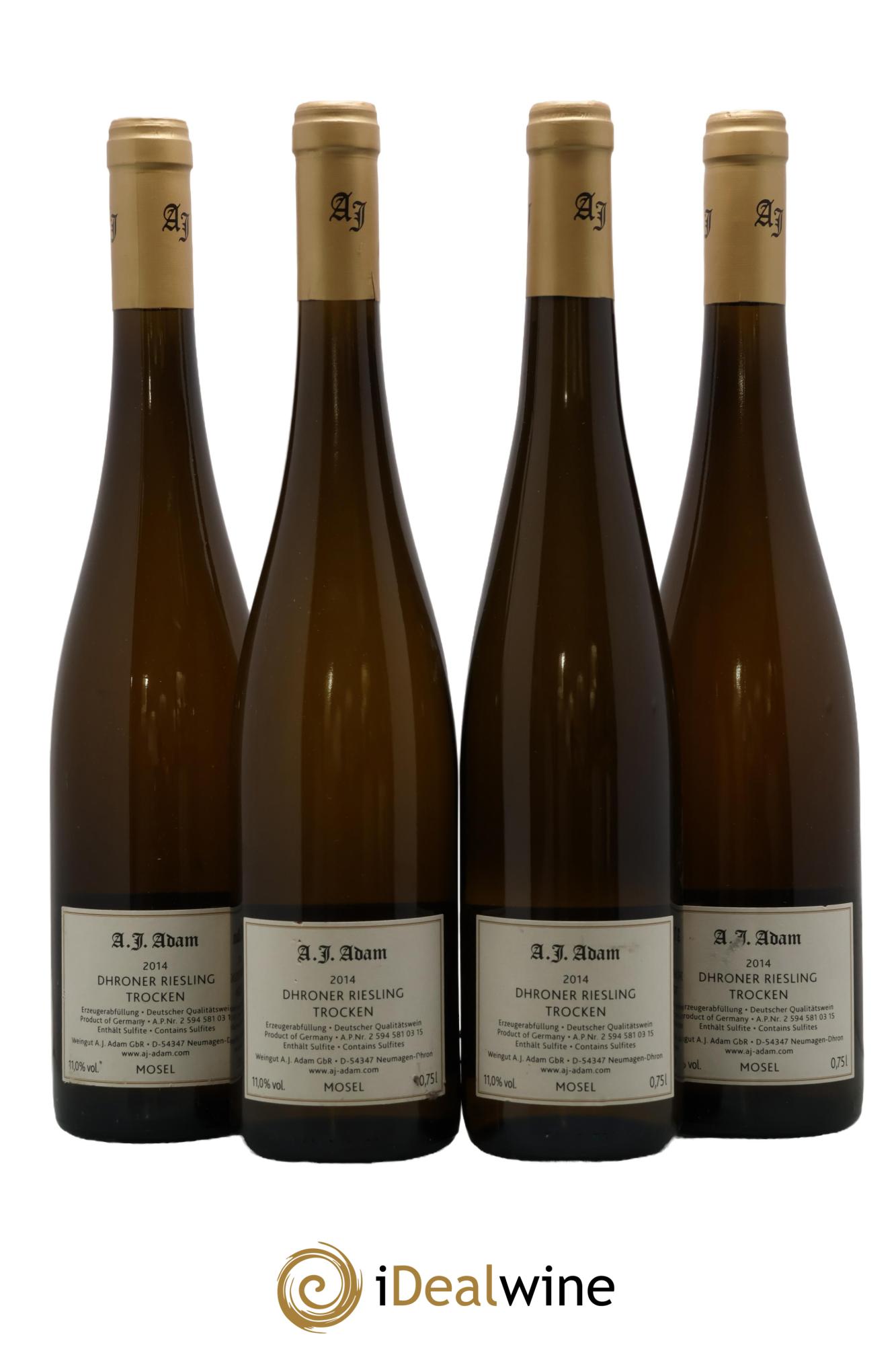 Allemagne Dhroner Trocken Weingut A.J. Adam 2014 - Lot of 4 bottles - 1
