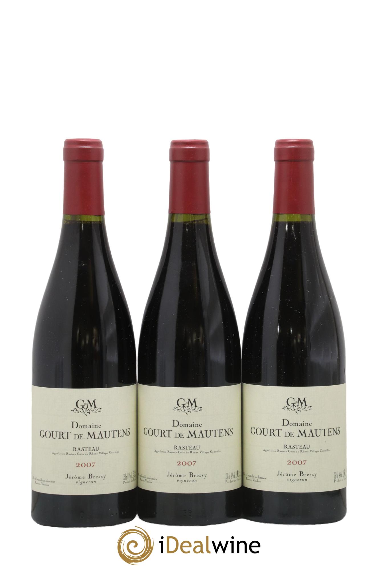Rasteau Domaine Gourt de Mautens - Jérôme Bressy 2007 - Lot of 3 bottles - 0