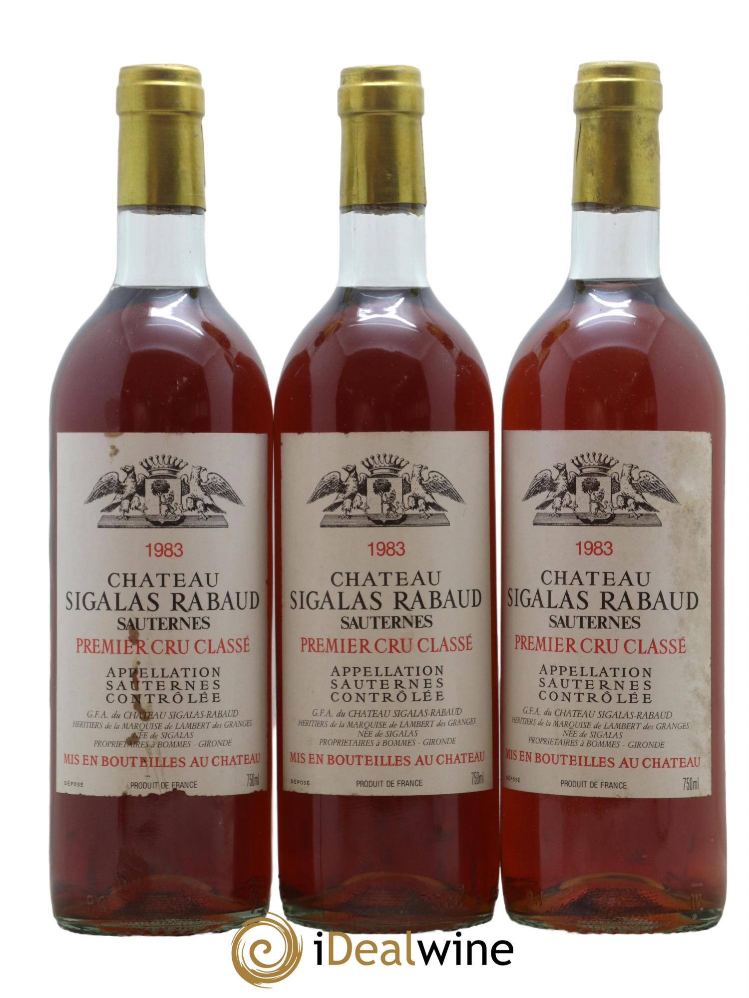 Château Sigalas Rabaud 1er Grand Cru Classé 1983 - Lotto di 3 bottiglie - 0