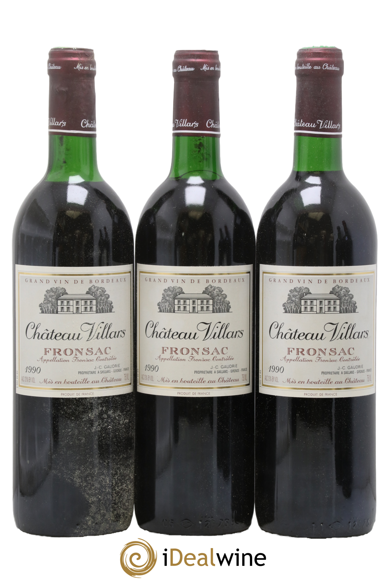 Fronsac Château Villars 1990 - Lot of 3 bottles - 0