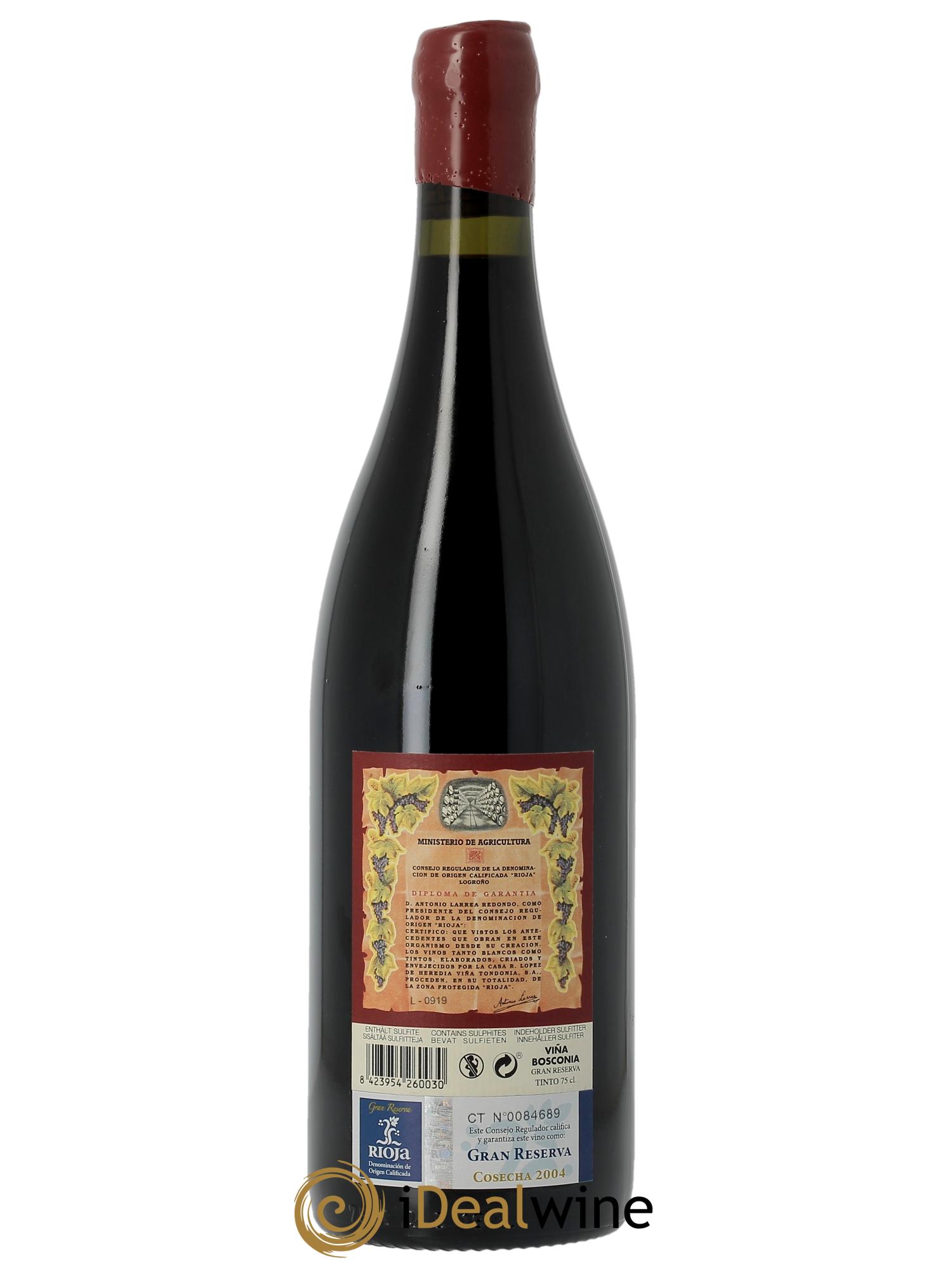 Rioja Viña Bosconia Gran Reserva Vina Tondonia R. Lopez de Heredia  2004 - Lotto di 1 bottiglia - 1