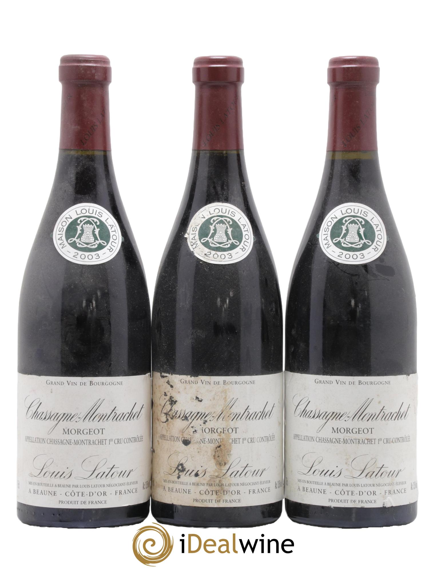 Chassagne-Montrachet 1er Cru Morgeot Louis Latour 2003 - Lot of 3 bottles - 0