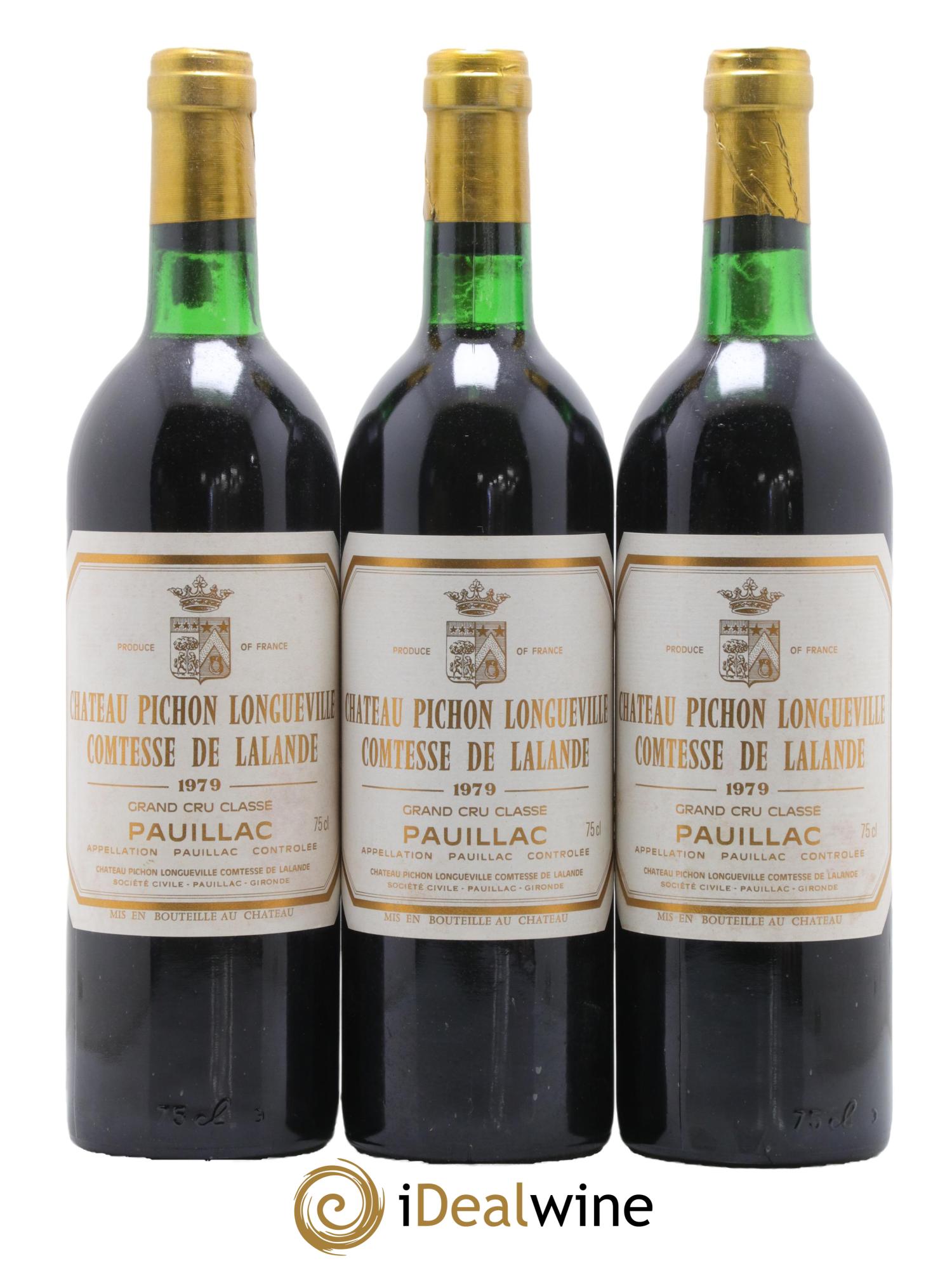 Château Pichon Longueville Comtesse de Lalande 2ème Grand Cru Classé 1979 - Lot de 3 bouteilles - 0