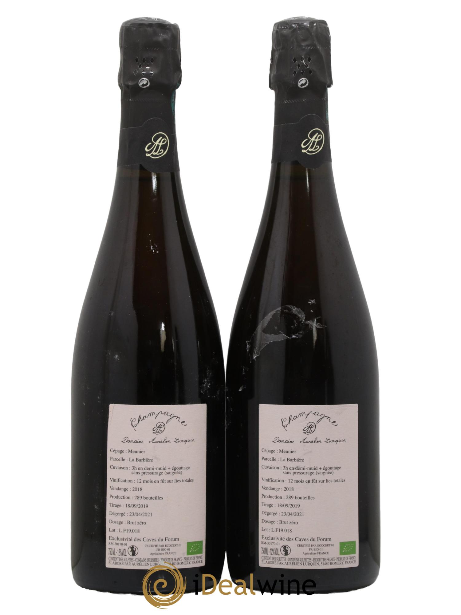Champagne - Saignée de Meunier La Barbiere Maison Lurquin 2018 - Lot de 2 bouteilles - 1