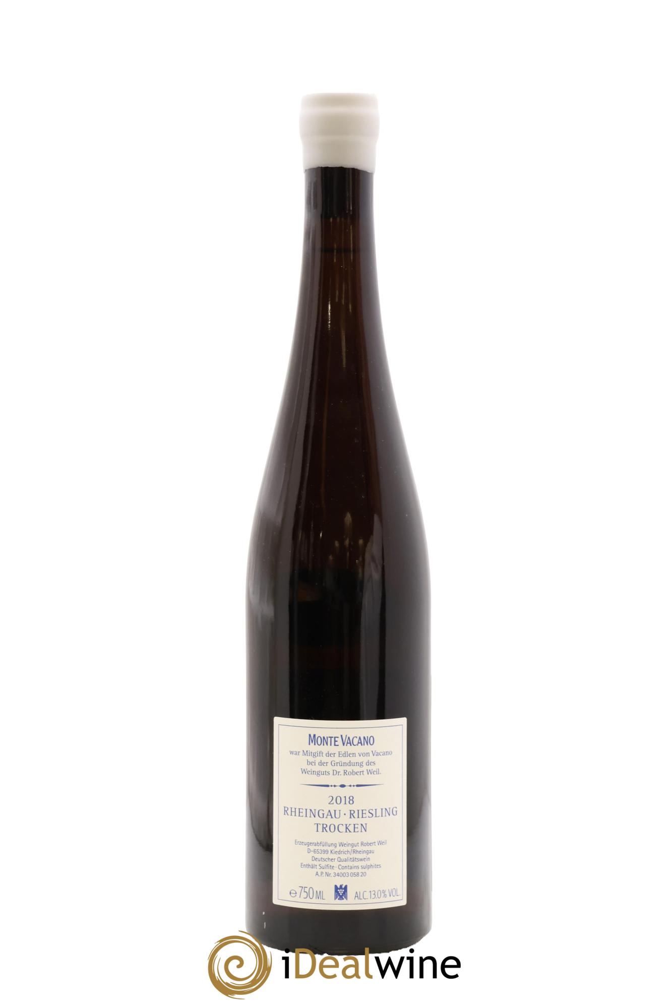 Rheingau Riesling Kiedricher Grafenberg Monte Vacano Robert Weil 2018 - Lot of 1 bottle - 2