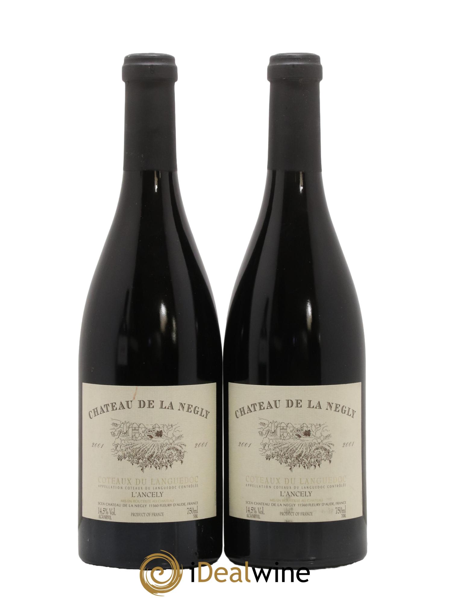 La Clape Château de La Négly L'Ancely Jean Paux-Rosset 2001 - Lot de 2 bouteilles - 0