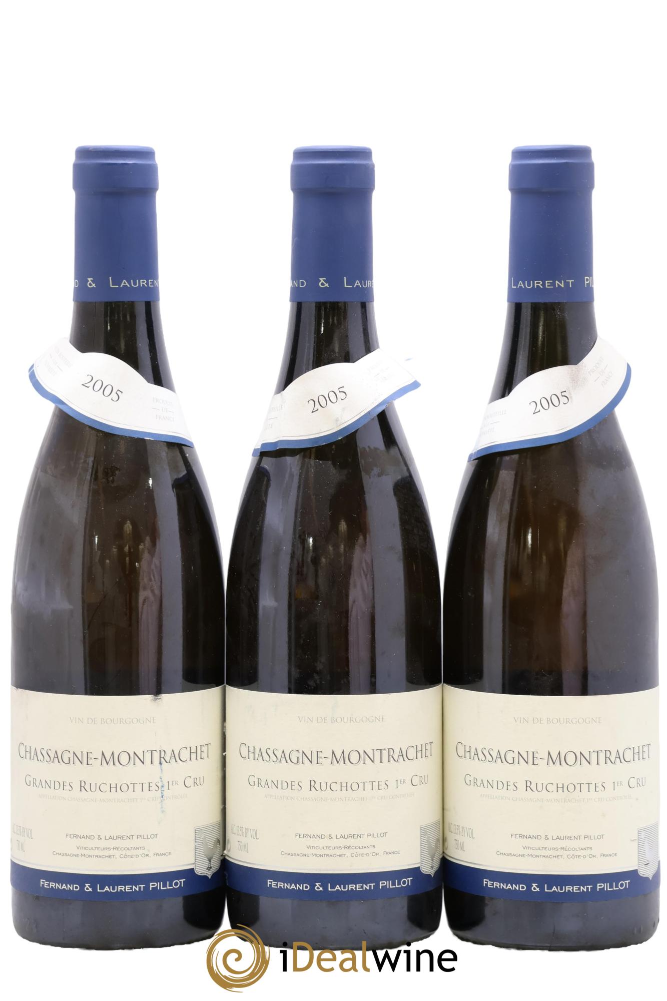 Chassagne-Montrachet 1er Cru Grandes Ruchottes Fernand et Laurent Pillot (Domaine) 2005 - Lot of 3 bottles - 0