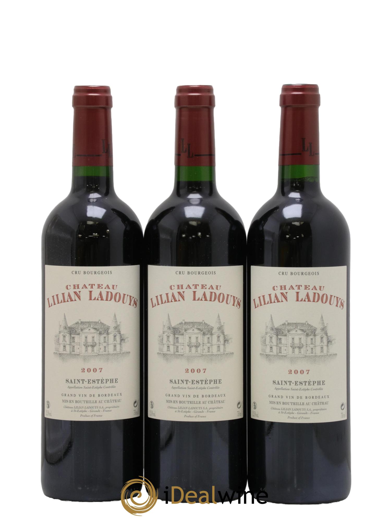 Château Lilian Ladouys Cru Bourgeois 2007 - Lot de 3 bouteilles - 0