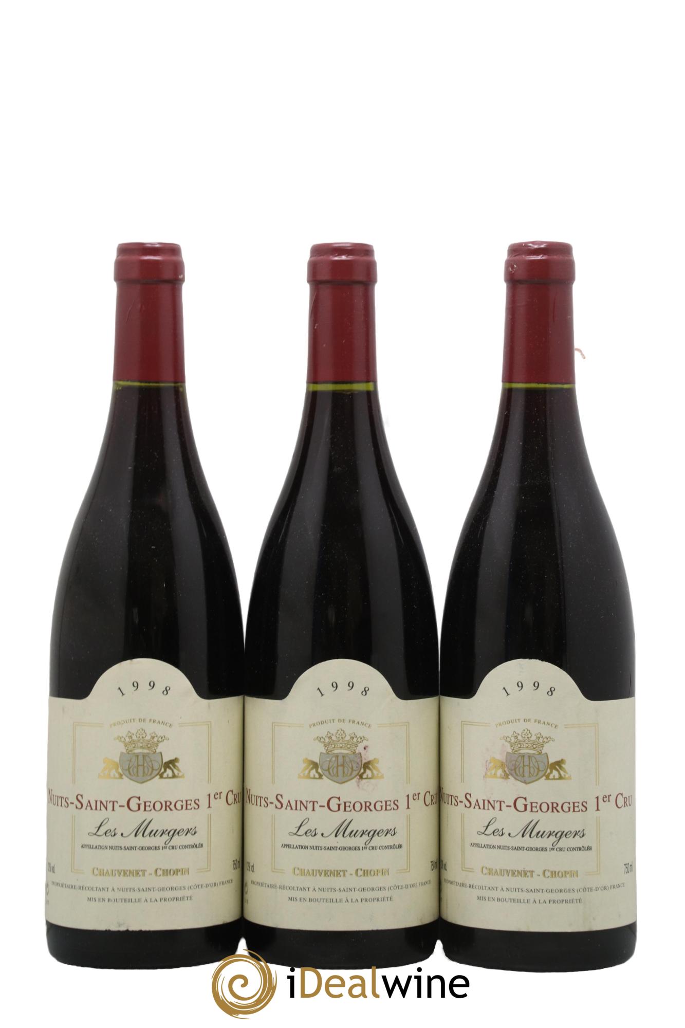 Nuits-Saint-Georges 1er Cru Les Murgers Chauvenet-Chopin 1998 - Lot de 3 bouteilles - 0