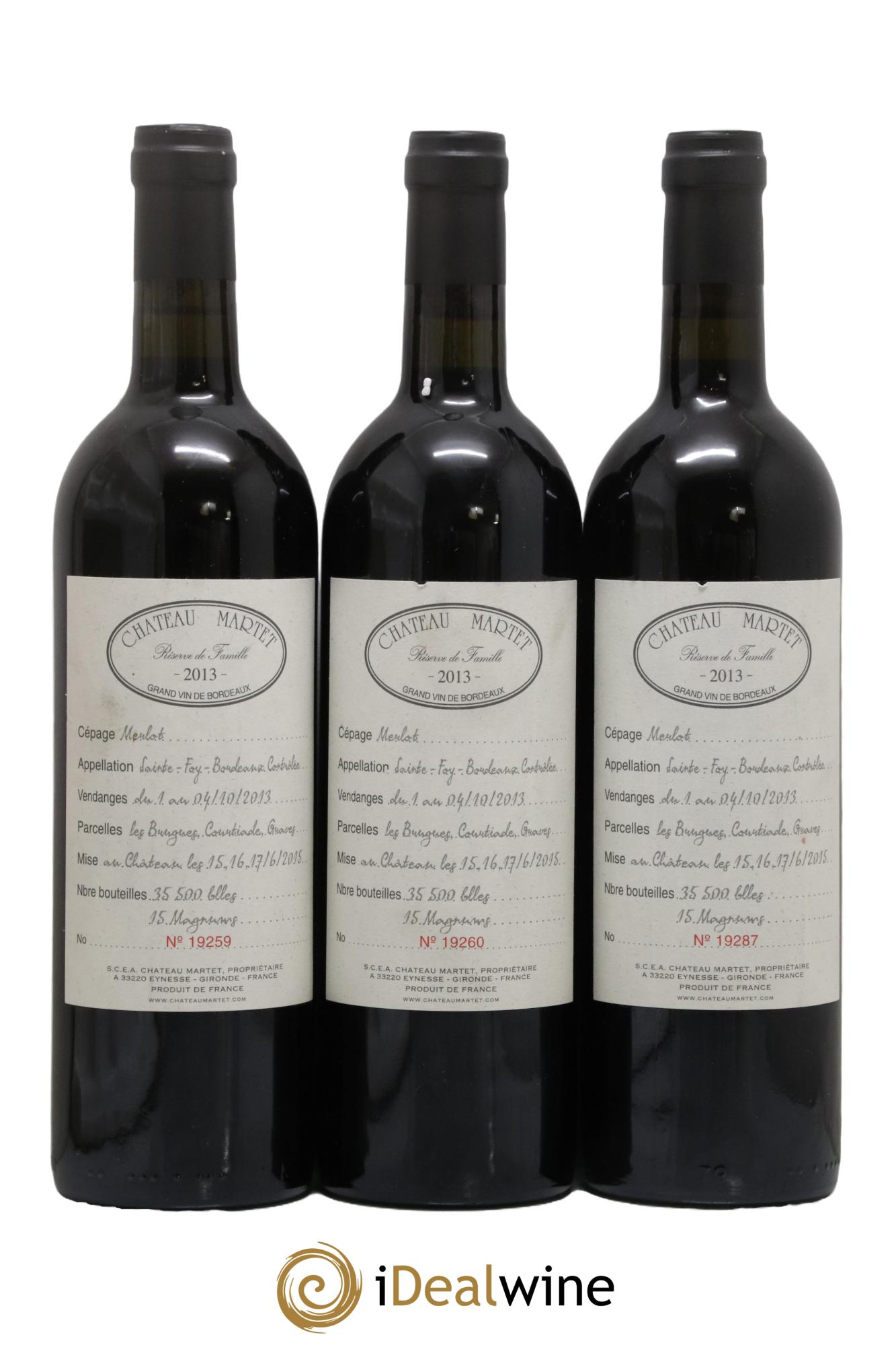 Château Martet 2013 - Lot of 3 bottles - 0