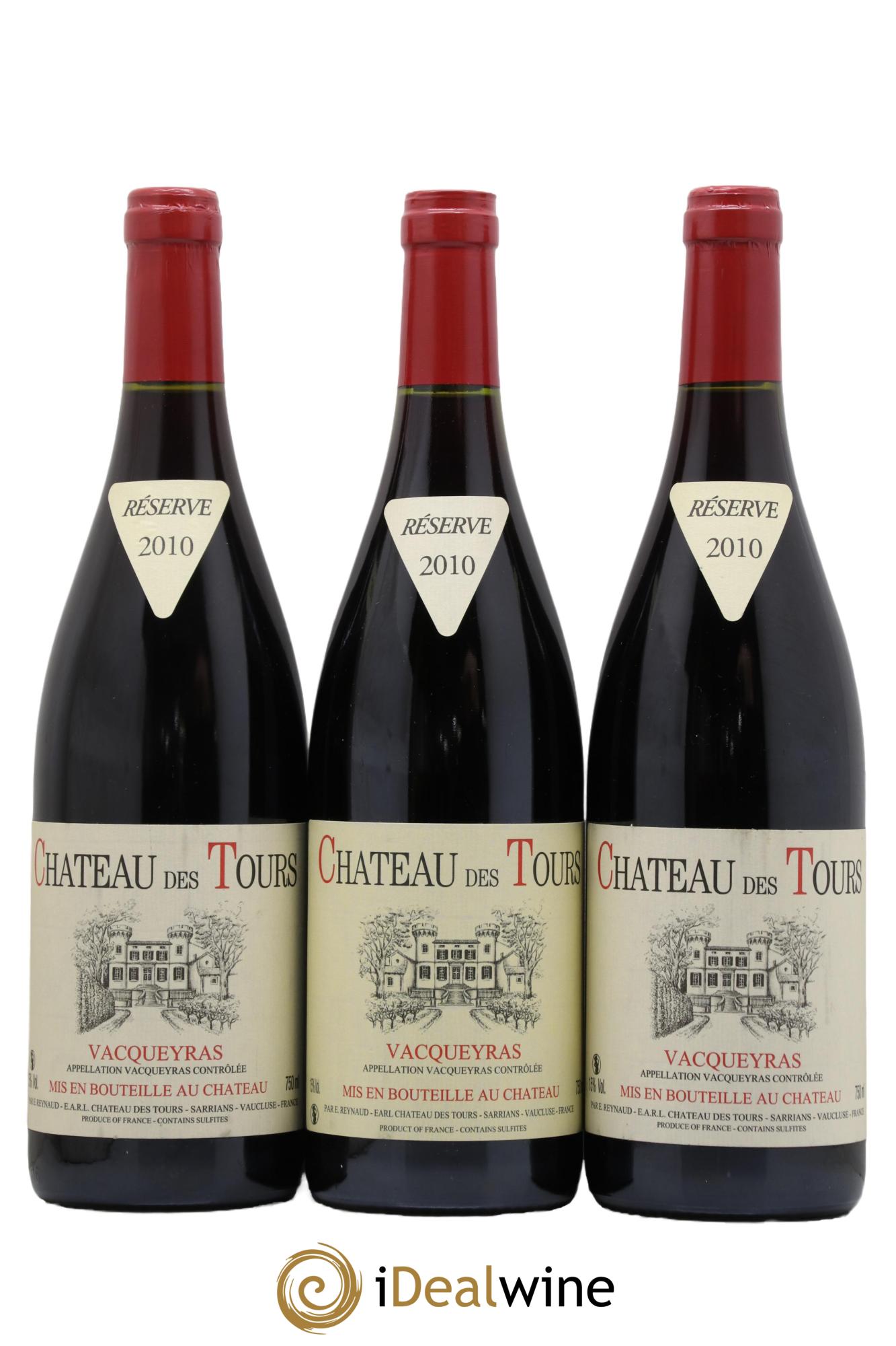 Vacqueyras Château des Tours Emmanuel Reynaud 2010 - Lot de 3 bouteilles - 0